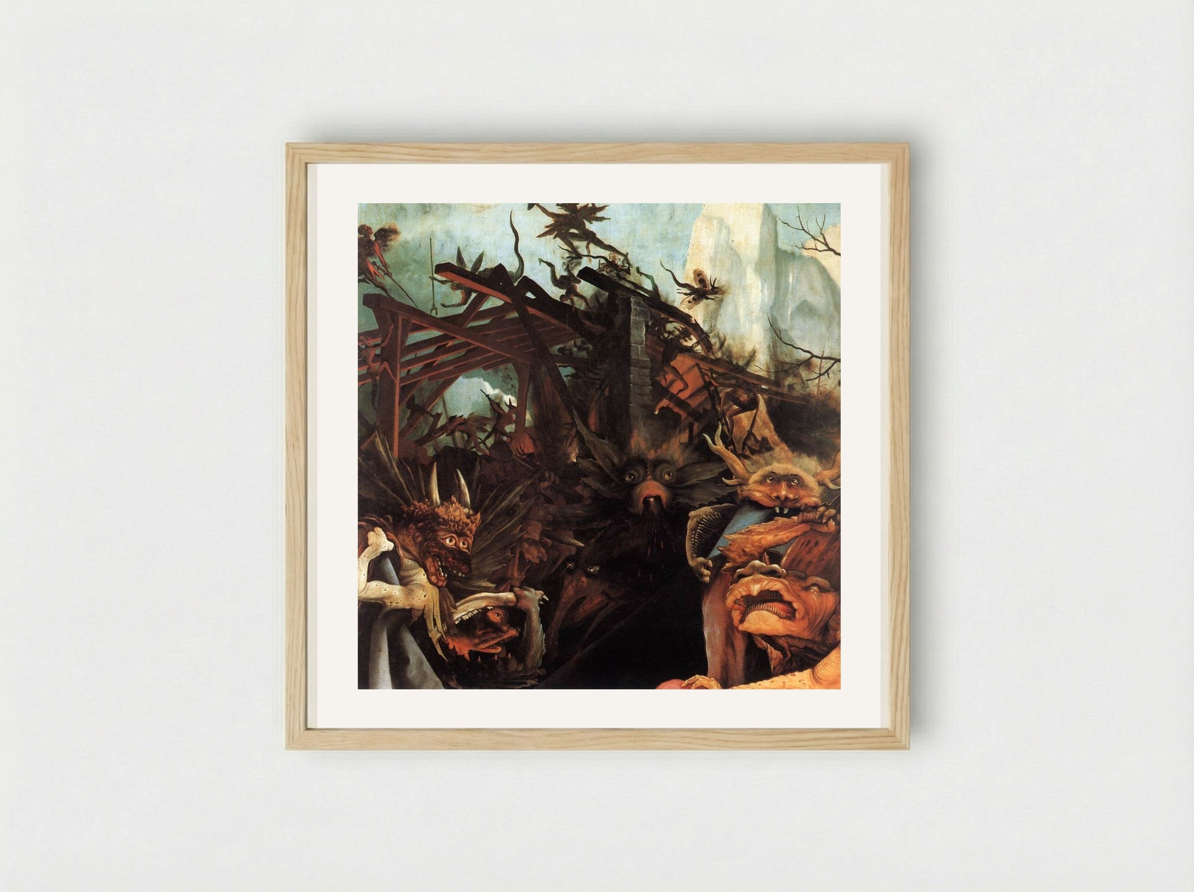 The Temptation of St. Anthony - Matthias Grünewald - Framed Print Wood