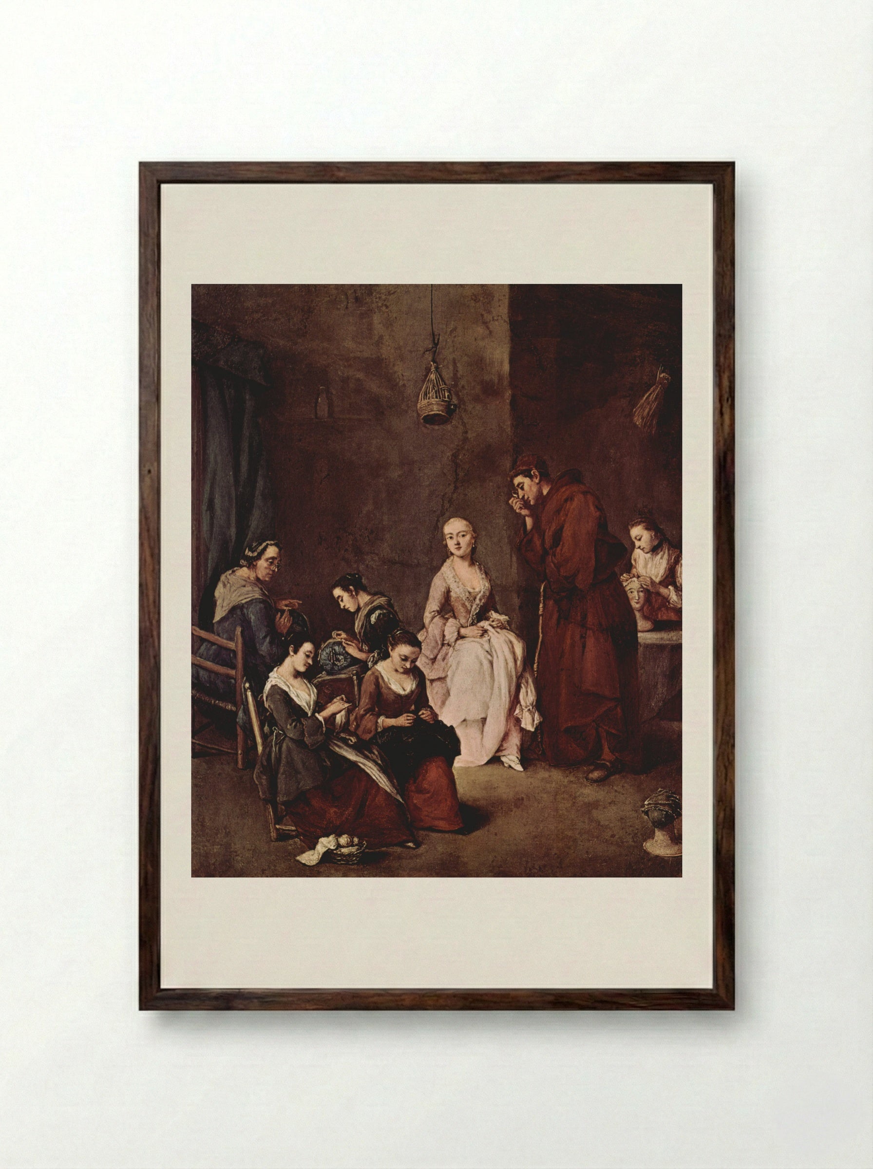 The Temptation - Pietro Longhi - Framed Print Dark Wood
