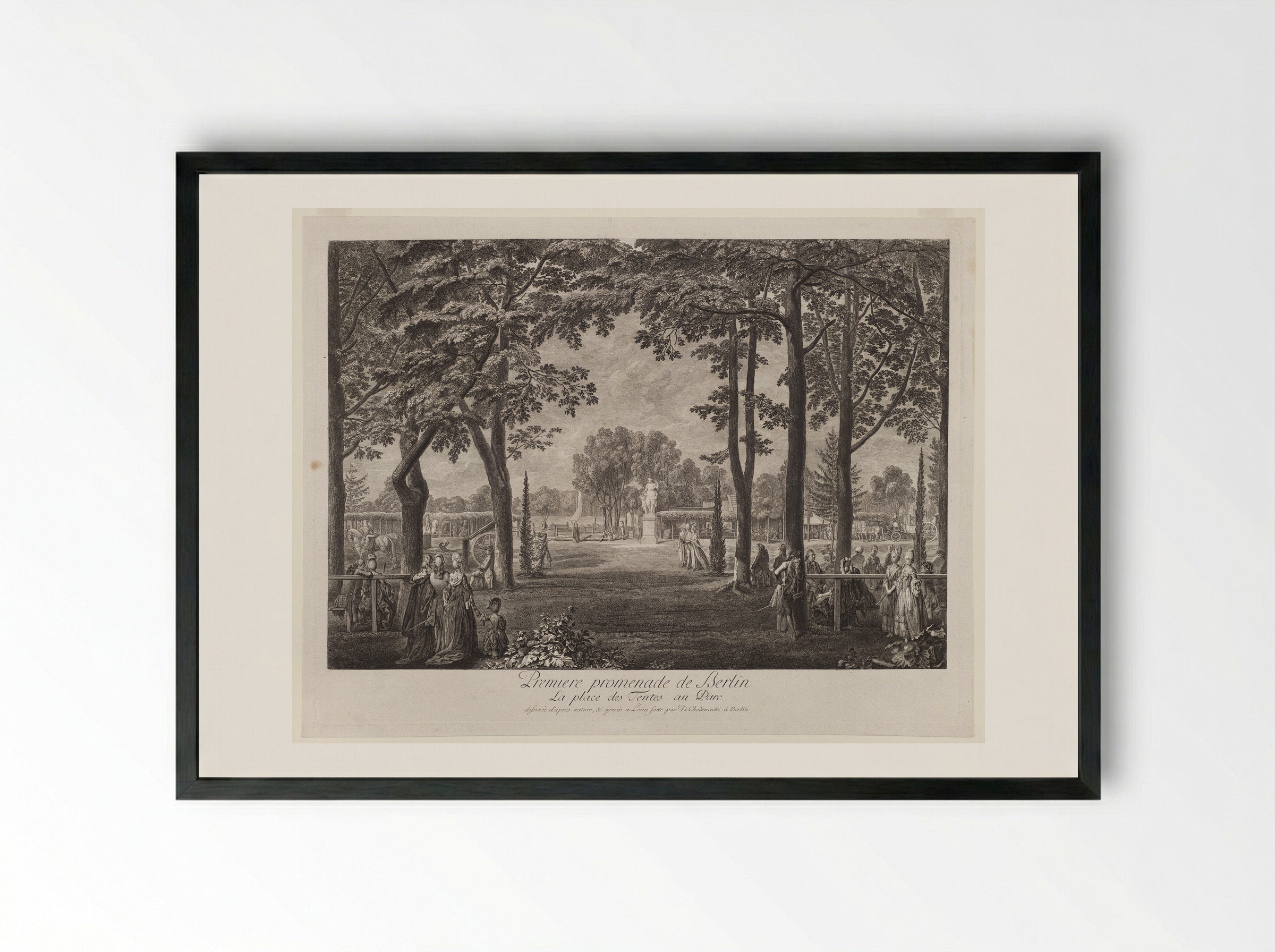 The Tents in the Berlin Zoological Garden - Daniel Nikolaus Chodowiecki - Framed Print Black