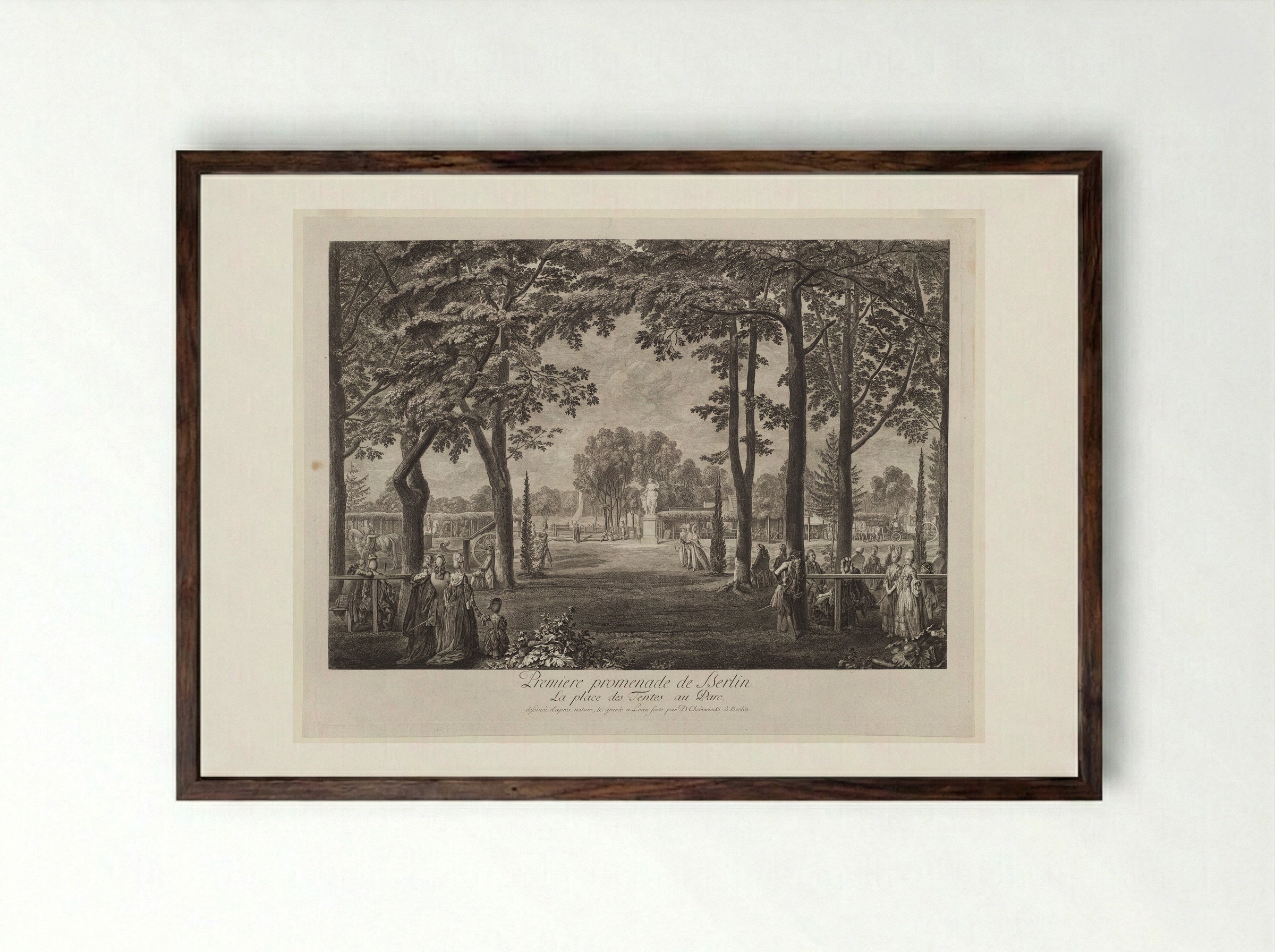 The Tents in the Berlin Zoological Garden - Daniel Nikolaus Chodowiecki - Framed Print Dark Wood