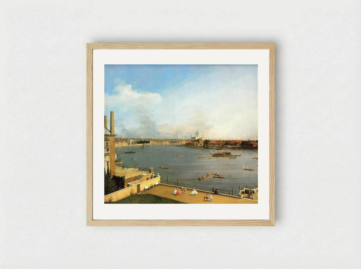 The Thames and the City of London from Richmond House - Canaletto - Framed Print Wood