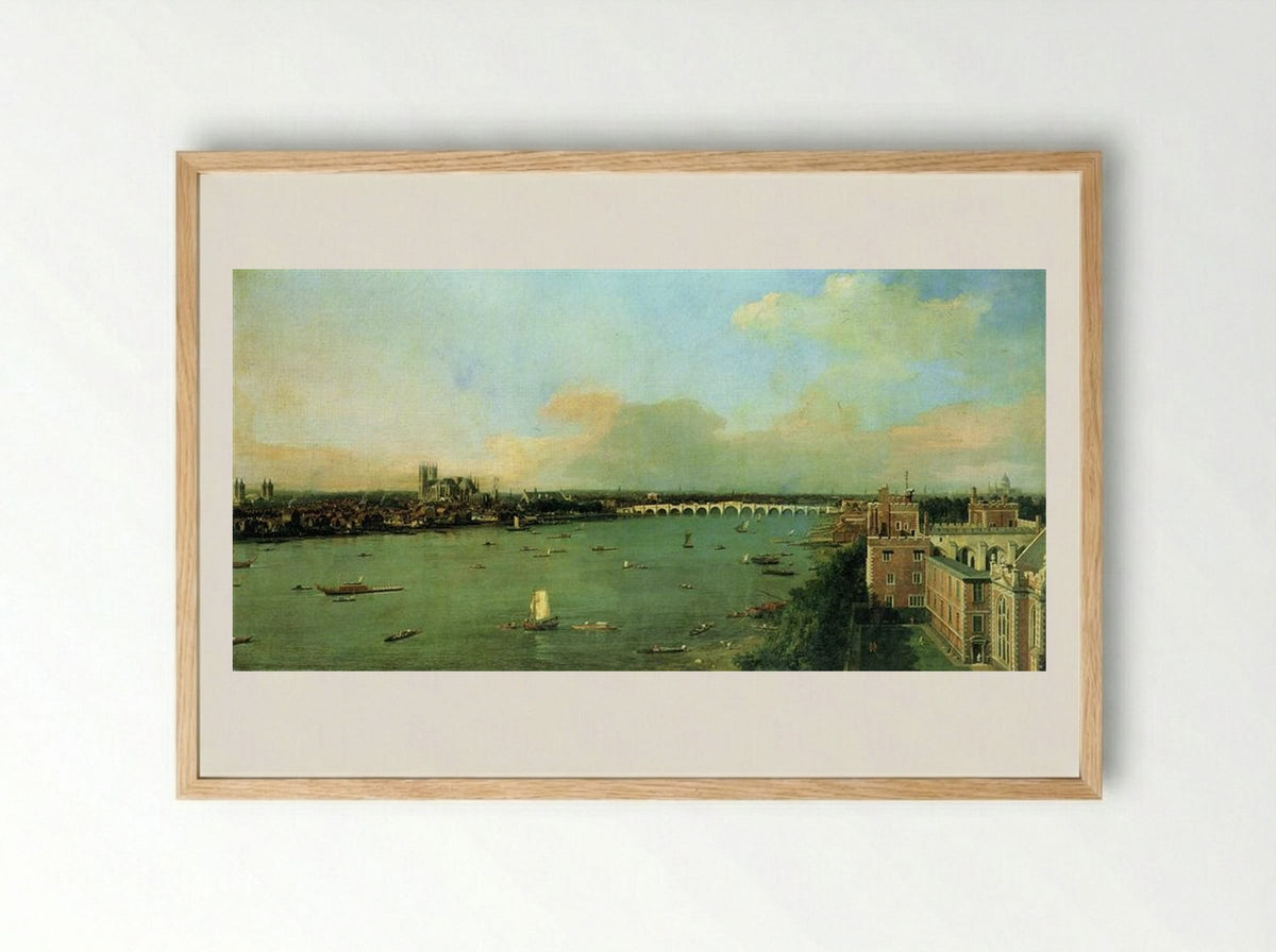 The Thames with St. Paul's Cathedral - Canaletto - Framed Print Wood