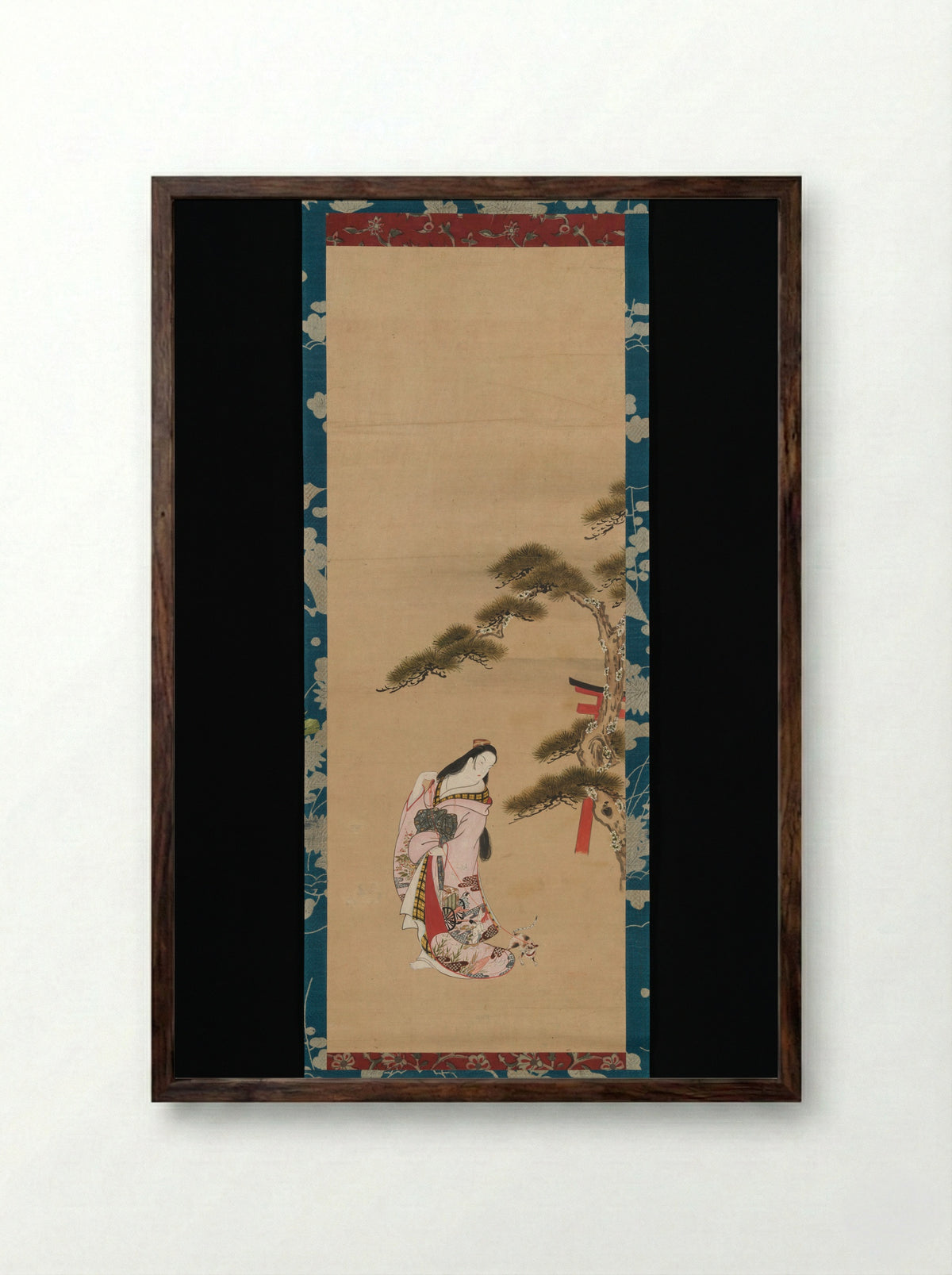The Third Princess and a Cat - Matsuno Chikanobu - Framed Print Dark Wood