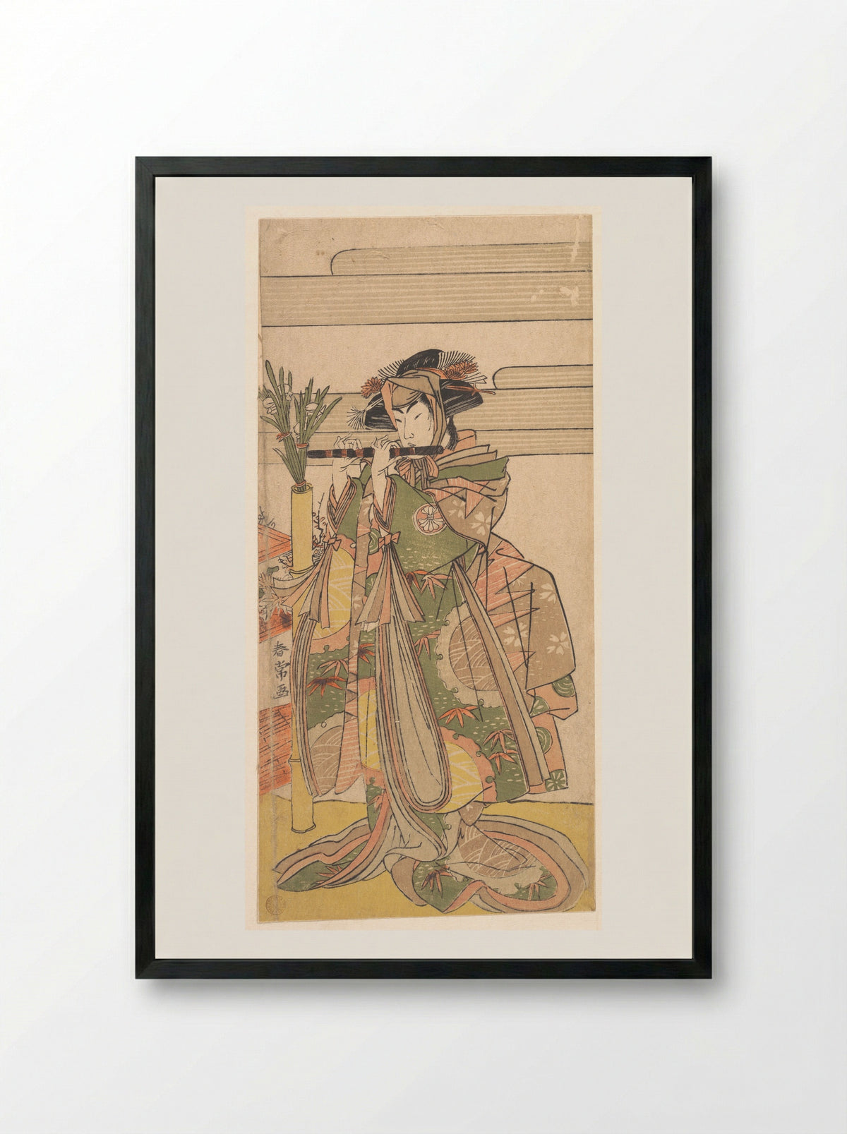 The Third Segawa Kikunojo as a Woman - Katsukawa Shunjō - Framed Print Black