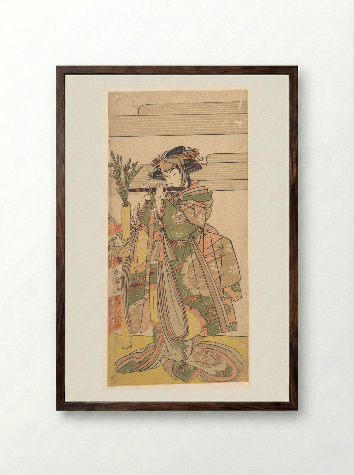 The Third Segawa Kikunojo as a Woman - Katsukawa Shunjō - Framed Print Dark Wood