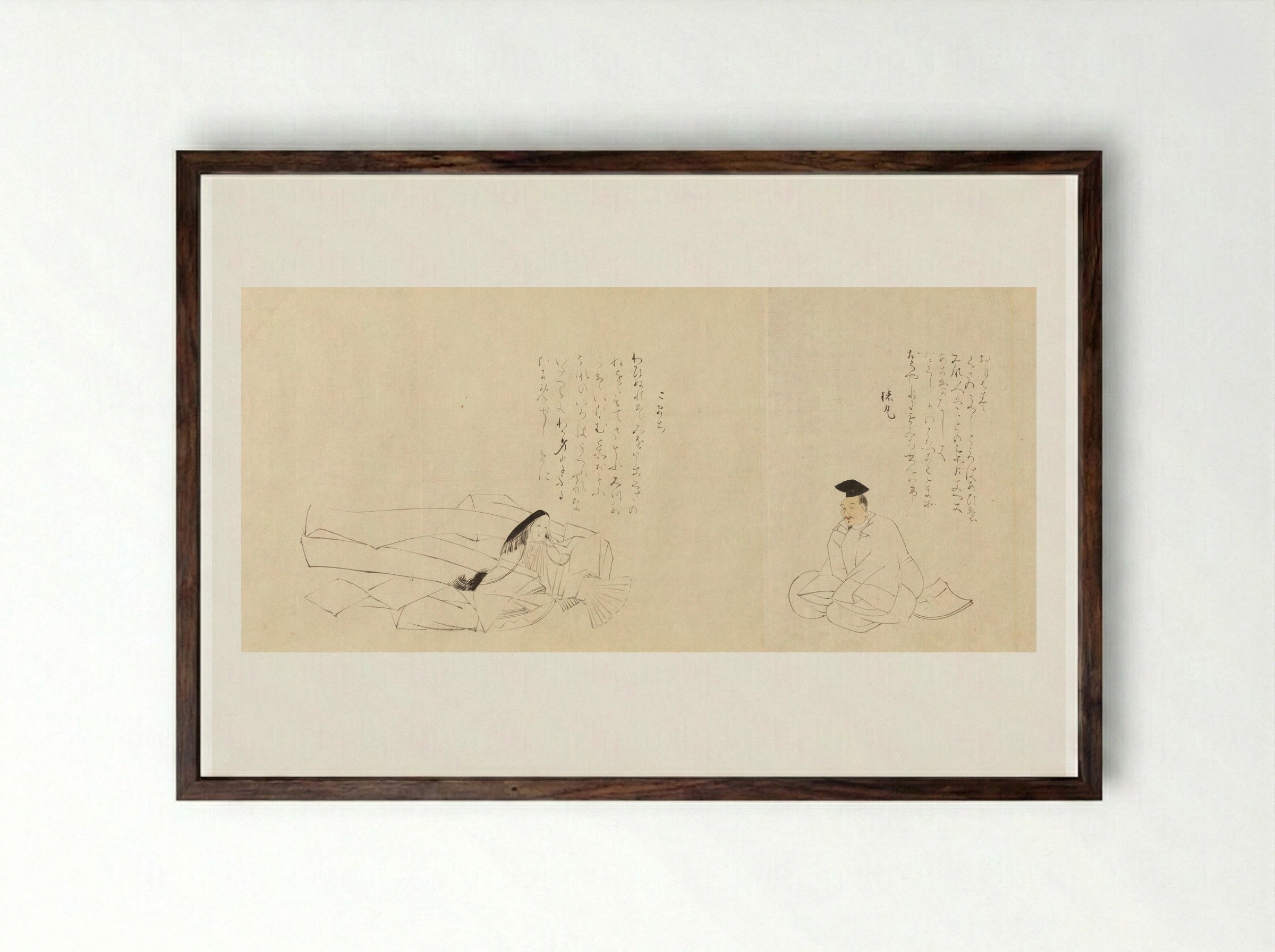 The Thirty-Six Poetic Immortals - Sakai Hōitsu - Framed Print Dark Wood