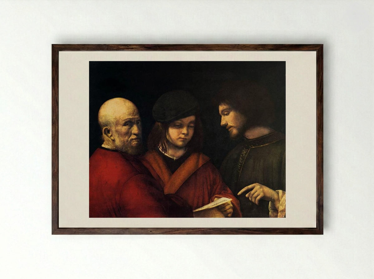 The Three Ages of Man - Giorgione - Framed Print Dark Wood