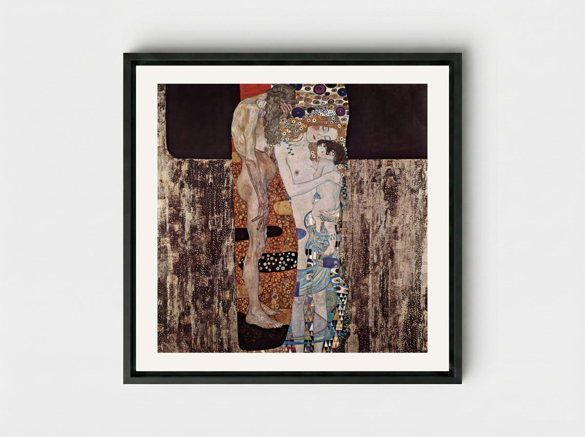 The Three Ages of Woman - Gustav Klimt - Framed Canvas Black