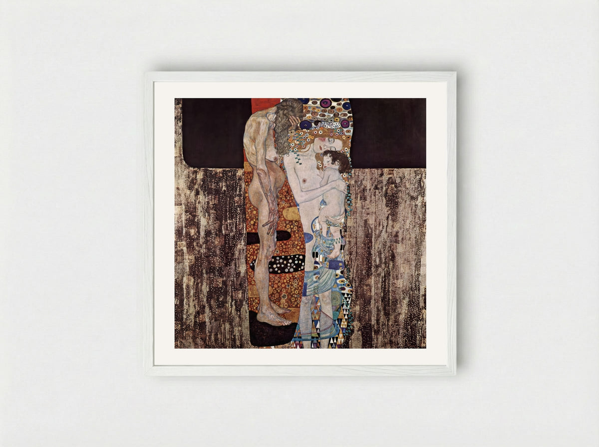 The Three Ages of Woman - Gustav Klimt - Framed Print White