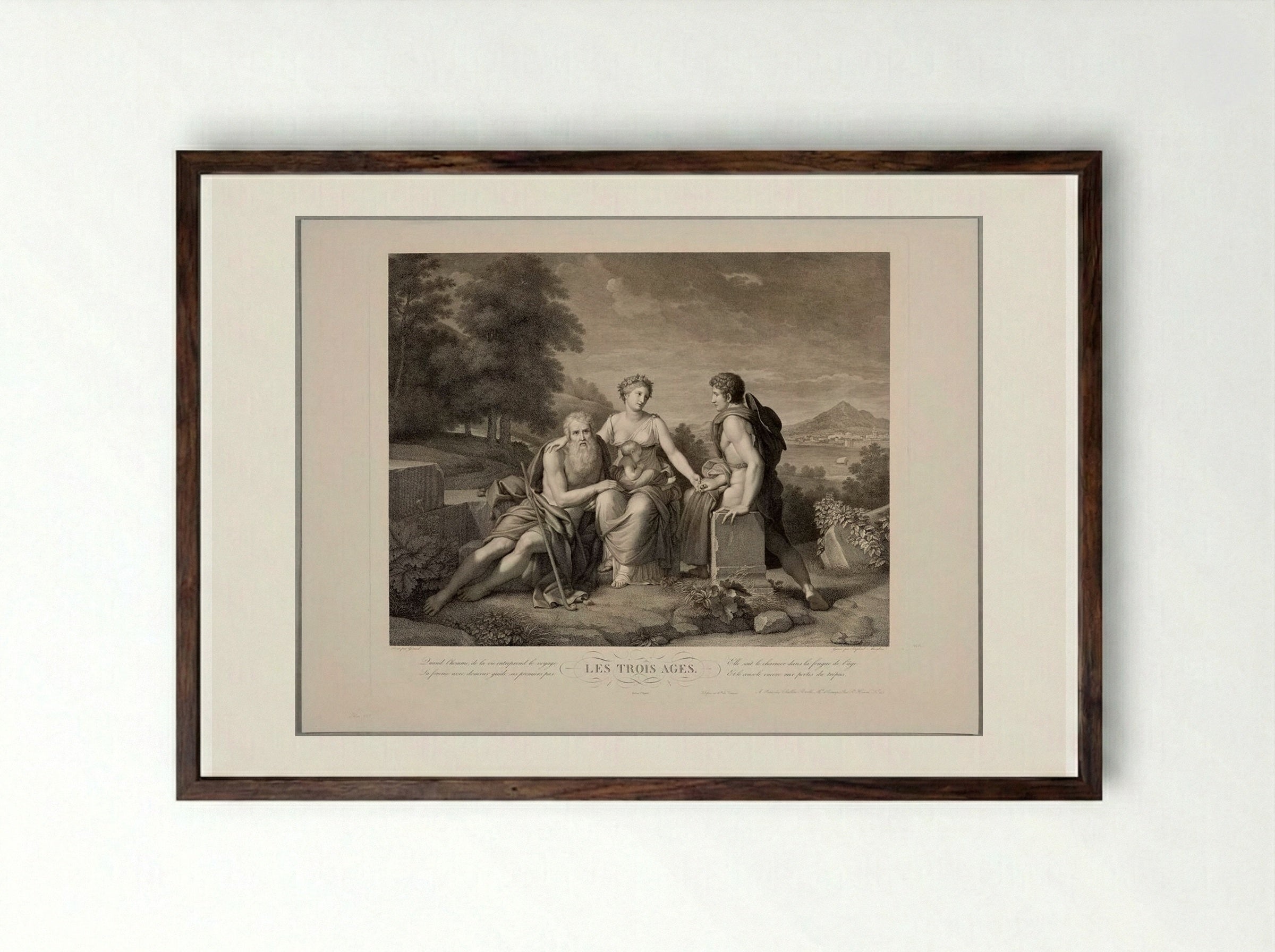 The Three Ages - Raphael Morghen - Framed Print Dark Wood