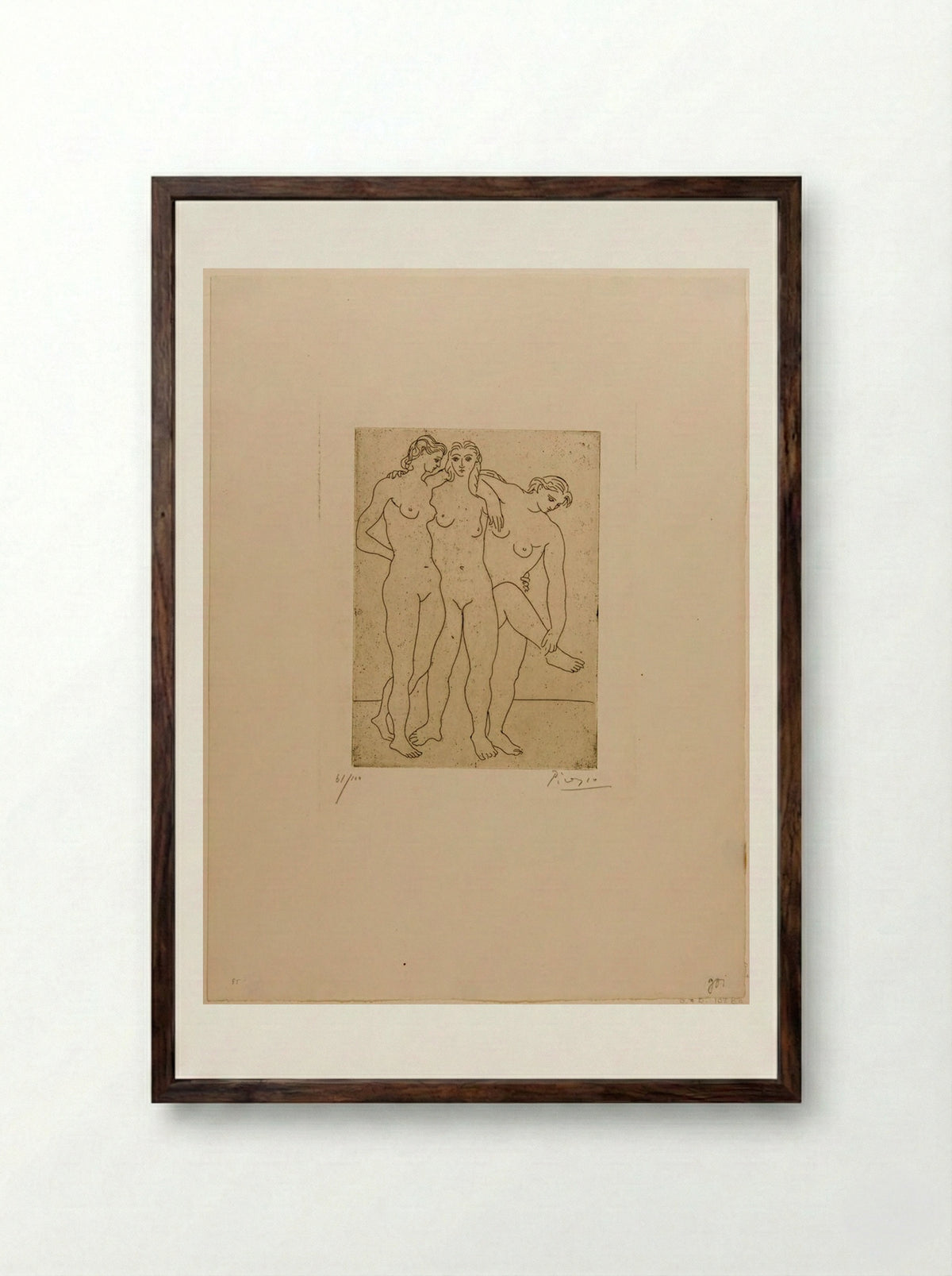 The Three Bathers, III - Pablo Picasso - Framed Print Dark Wood