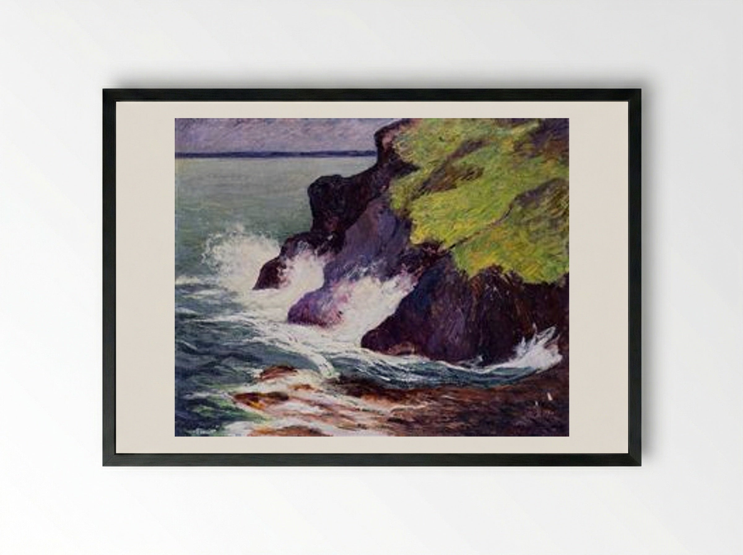 The Three Cliffs - Maxime Maufra - Framed Print Black