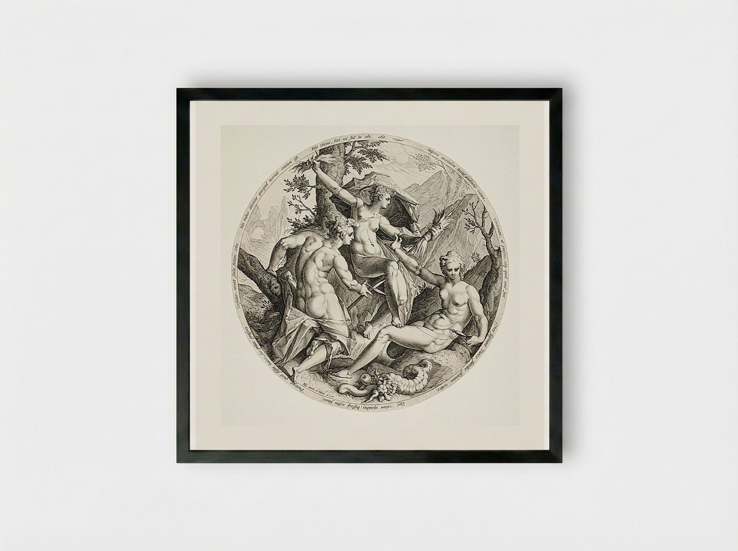 The Three Fates - Jacob Matham - Framed Print Black
