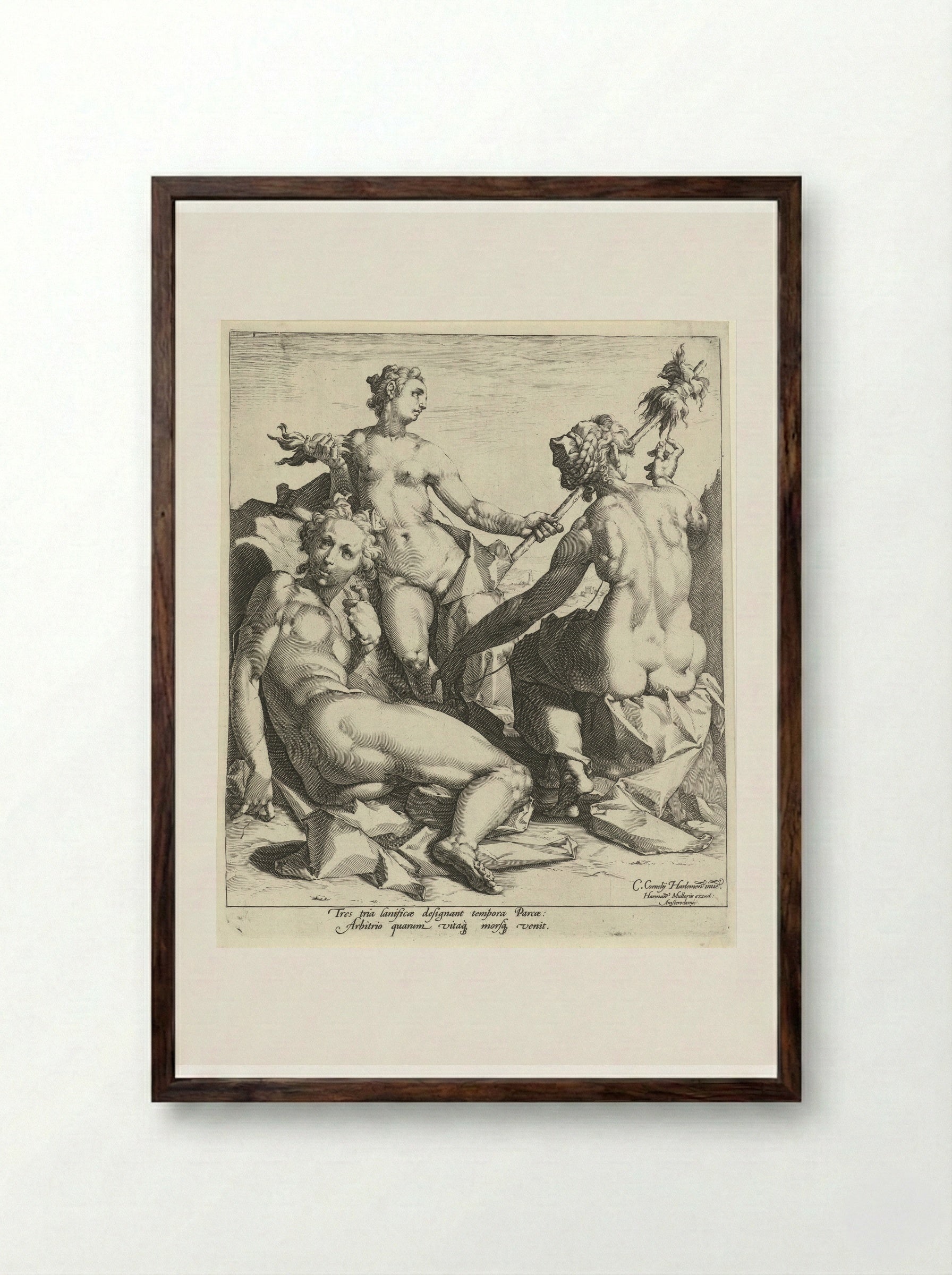 The Three Fates - Jan Harmensz. Muller - Framed Print Dark Wood