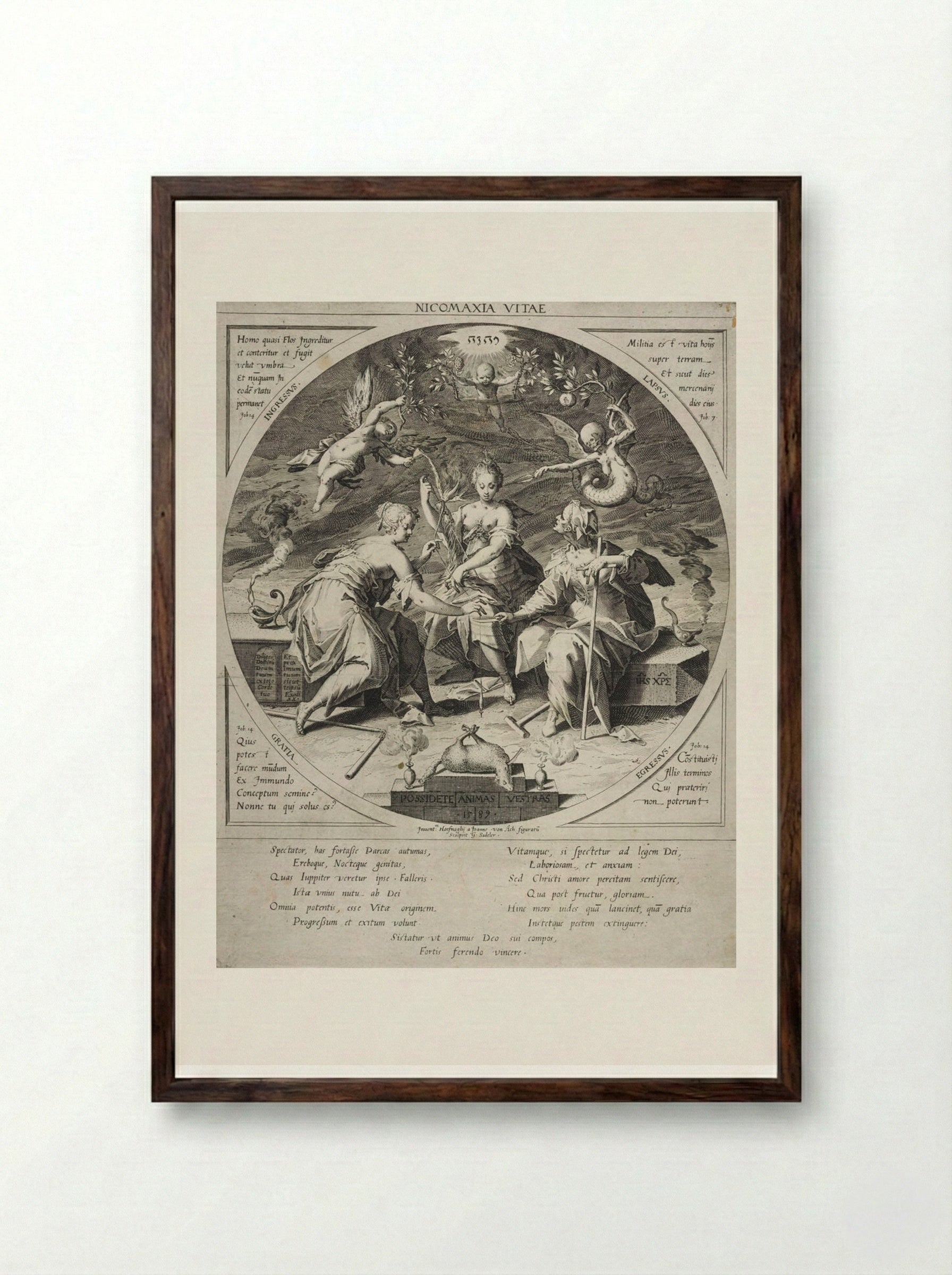 The Three Fates - Aegidius Sadeler II - Framed Print Dark Wood