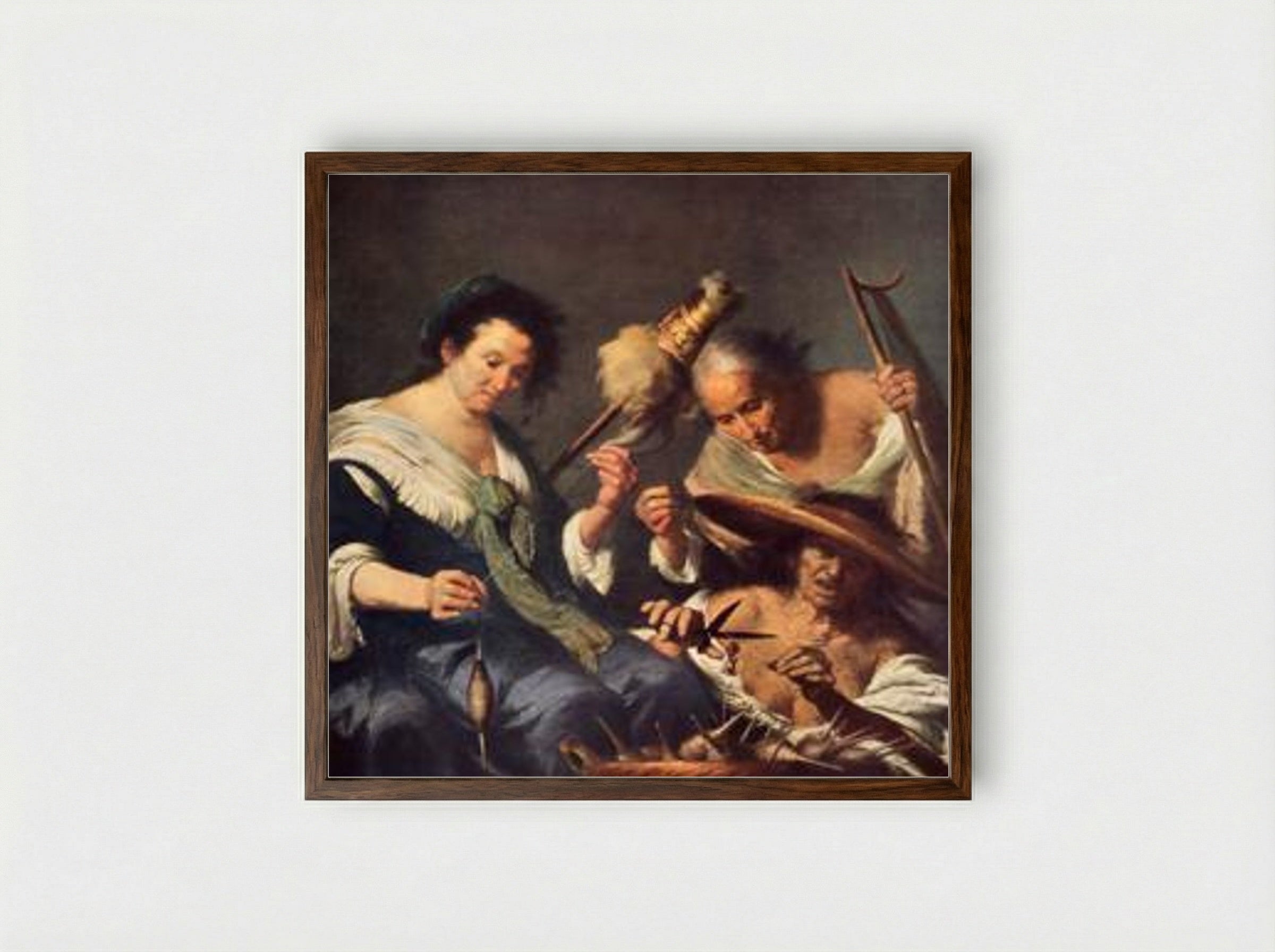 The Three Fates - Bernardo Strozzi - Framed Print Dark Wood