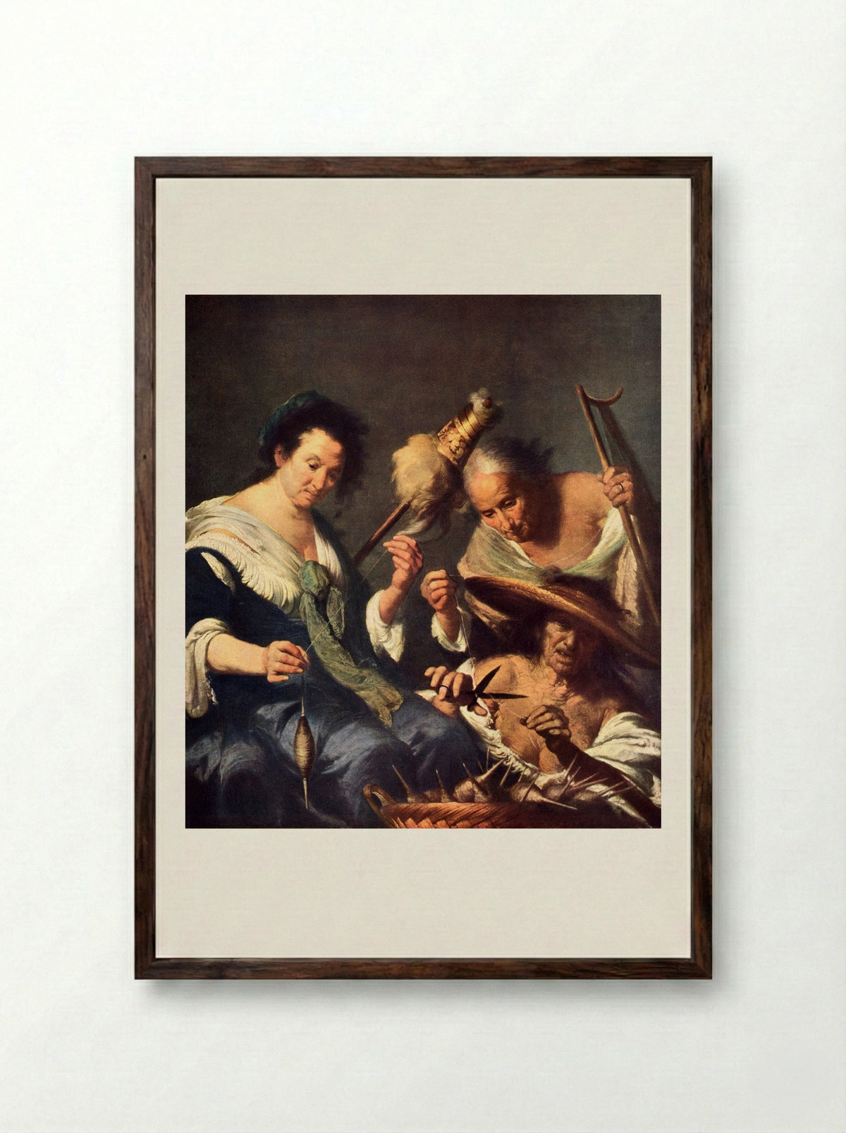 The Three Fates - Bernardo Strozzi - Framed Print Dark Wood