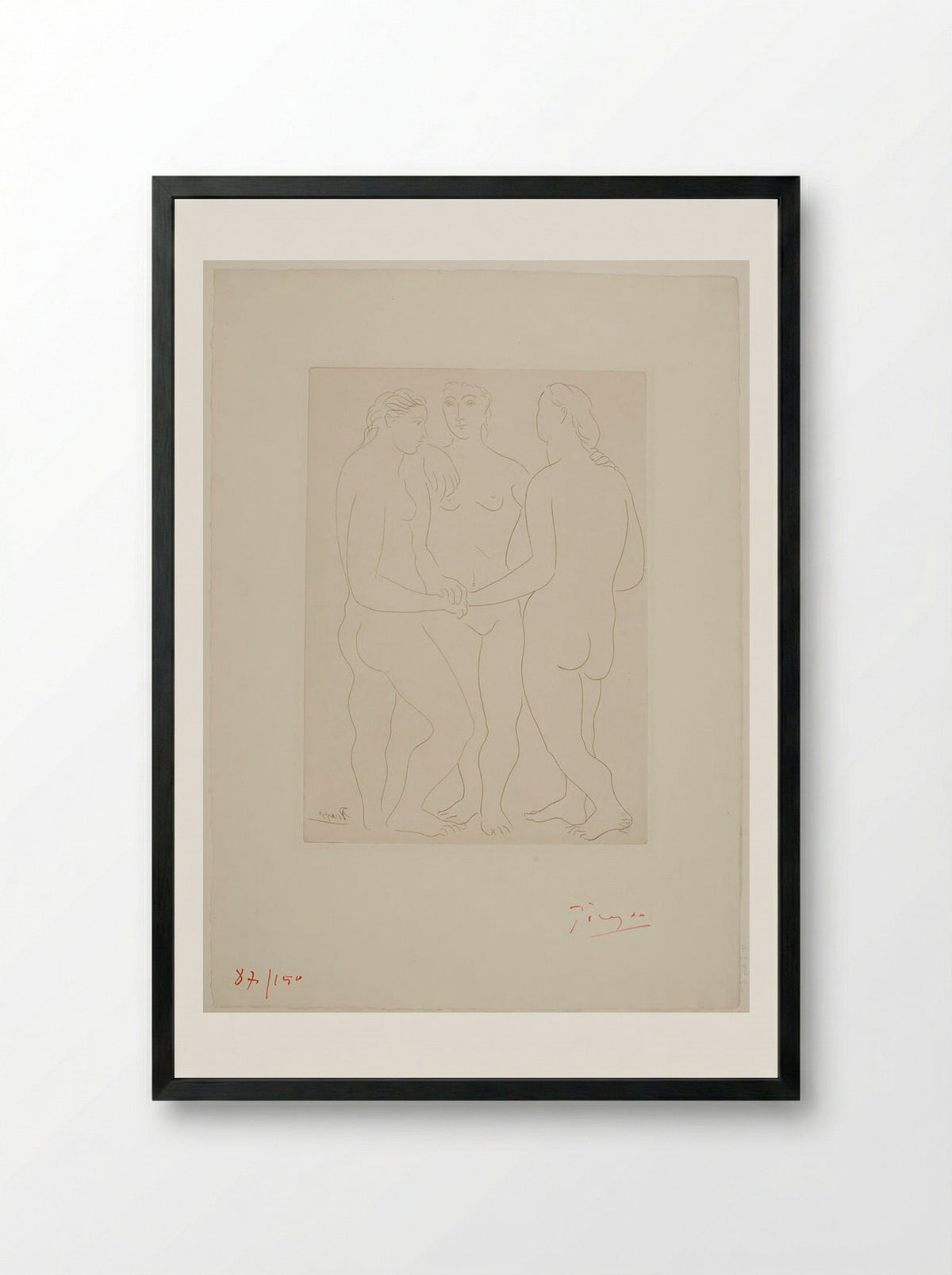 The Three Friends - Pablo Picasso - Framed Print Black