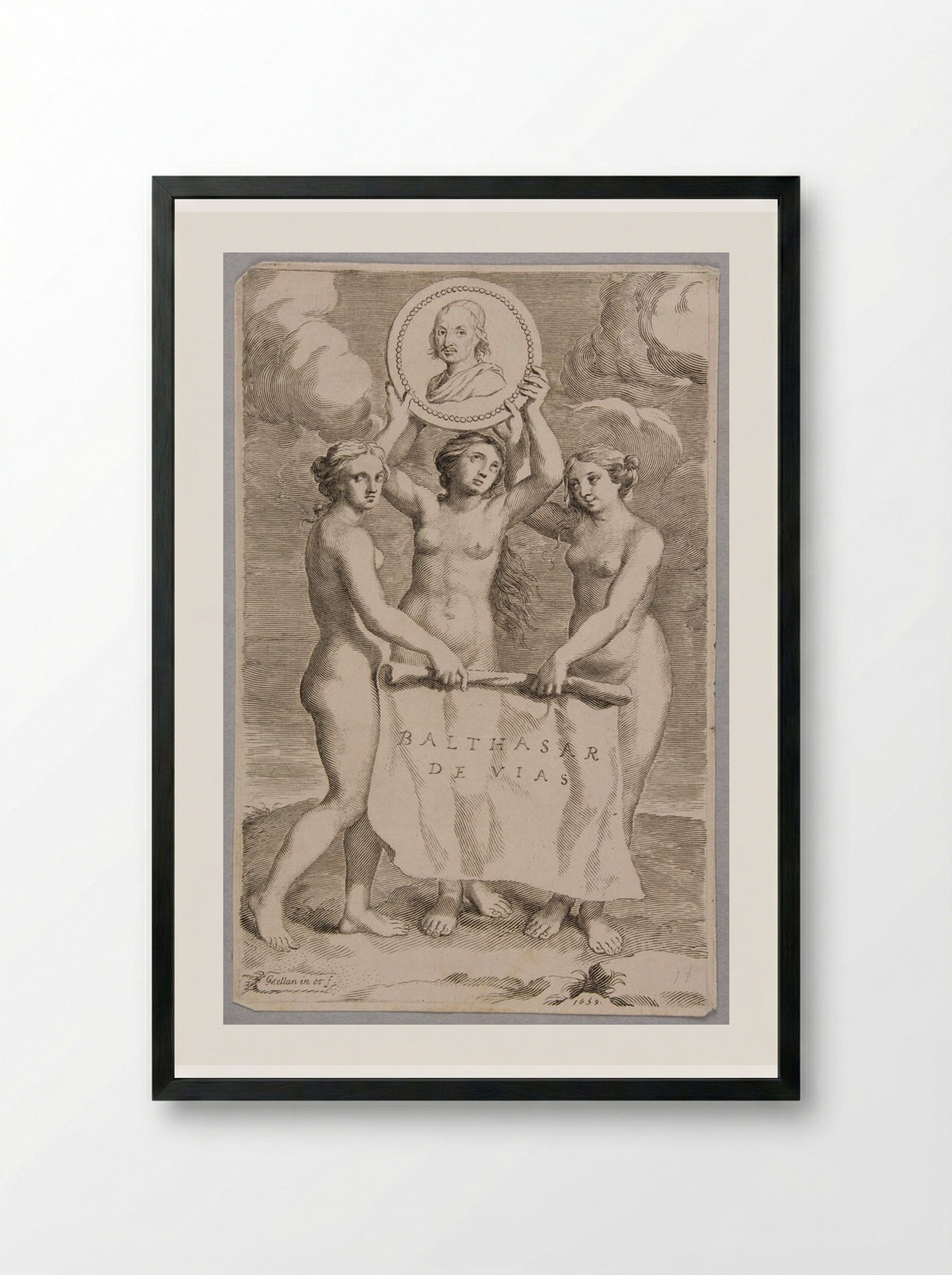 The Three Graces - Claude Mellan - Framed Print Black