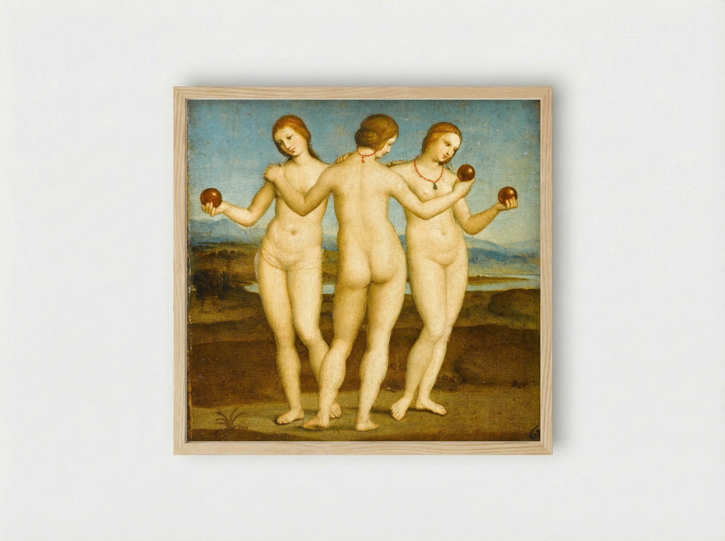 The Three Graces - Raphael - Framed Print Wood