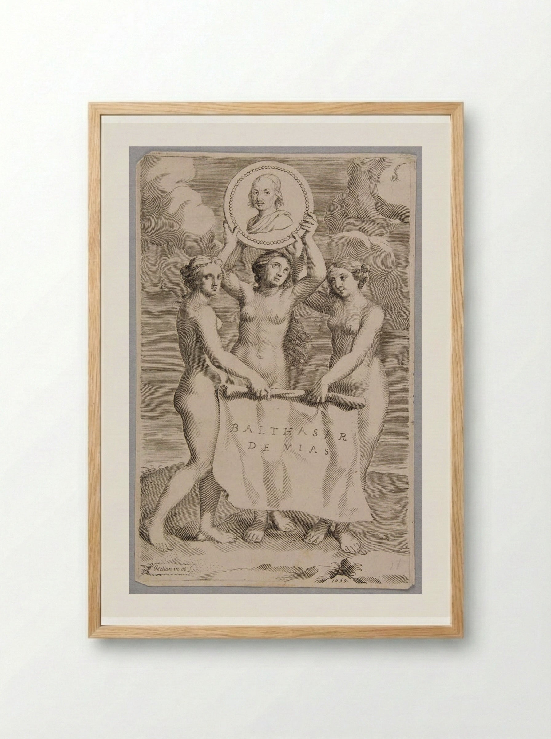 The Three Graces - Claude Mellan - Framed Print Wood