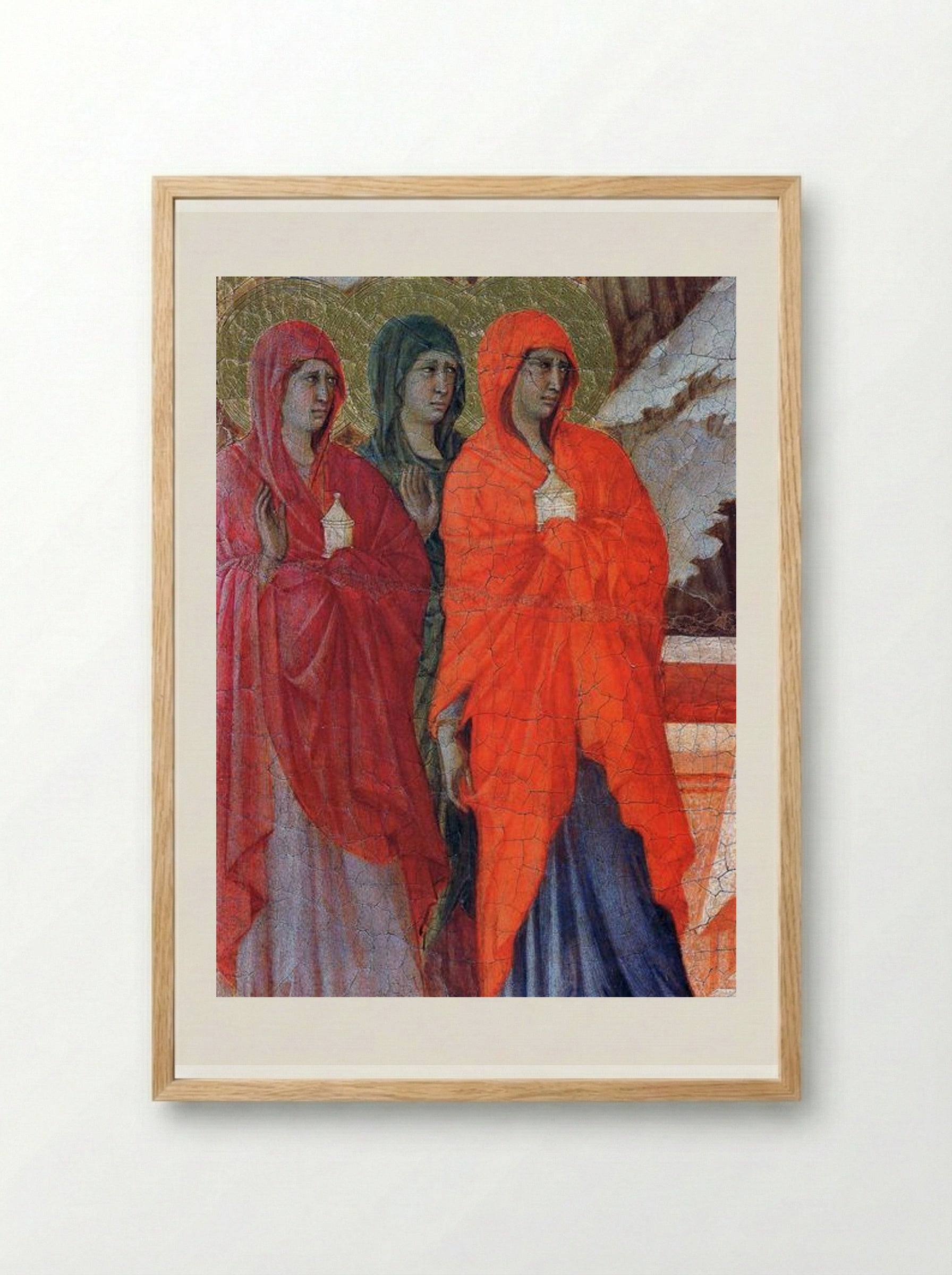 The Three Marys at the Tomb (Fragment) - Duccio di Buoninsegna - Framed Print Wood