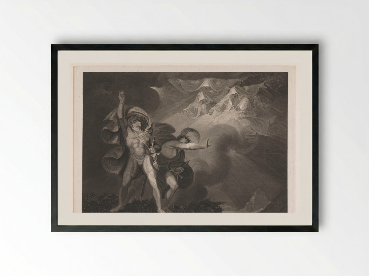 The Three Witches Appearing to Macbeth and Banquo - Thomas Trotter - Framed Print Black