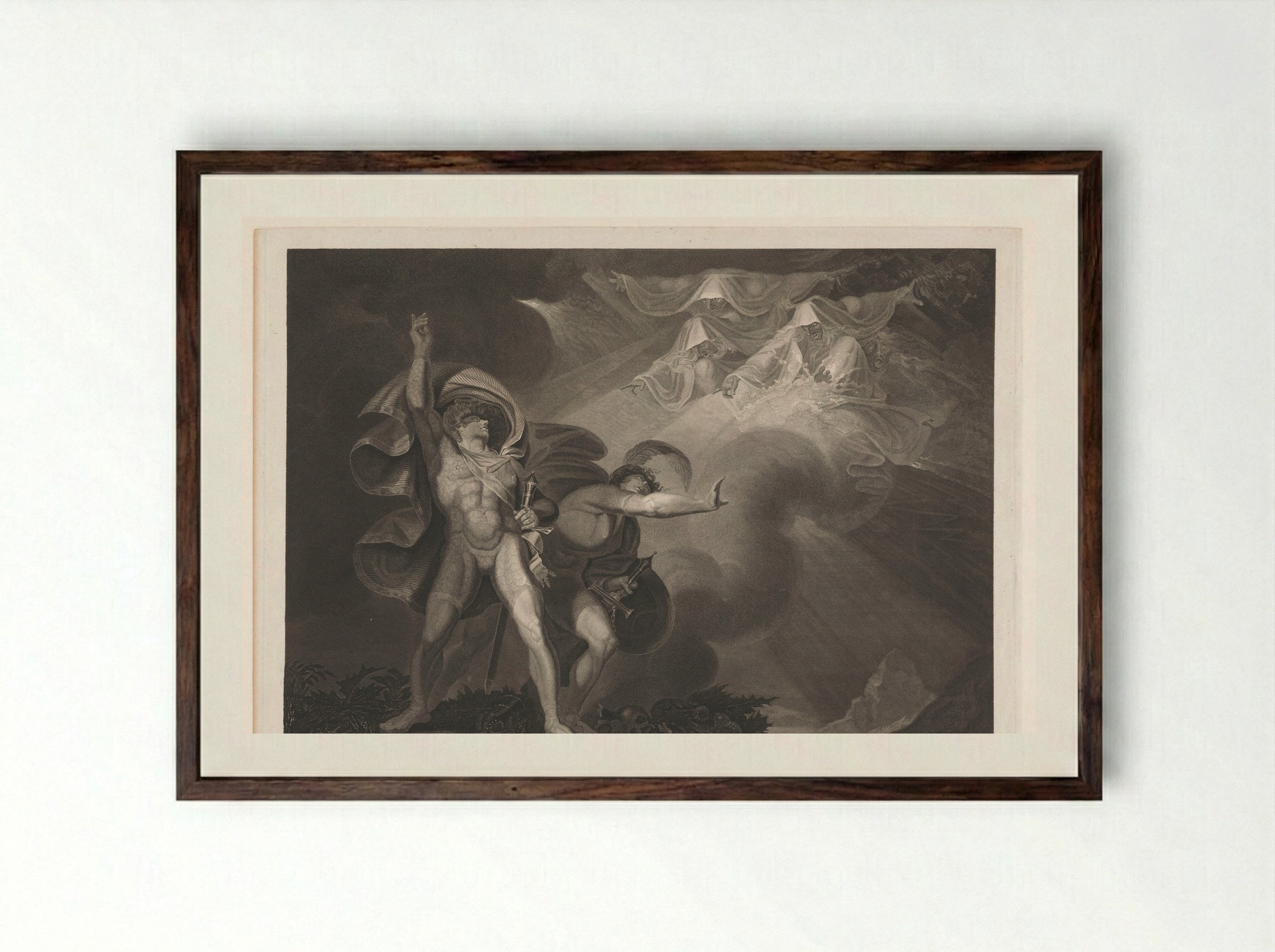 The Three Witches Appearing to Macbeth and Banquo - Thomas Trotter - Framed Print Dark Wood
