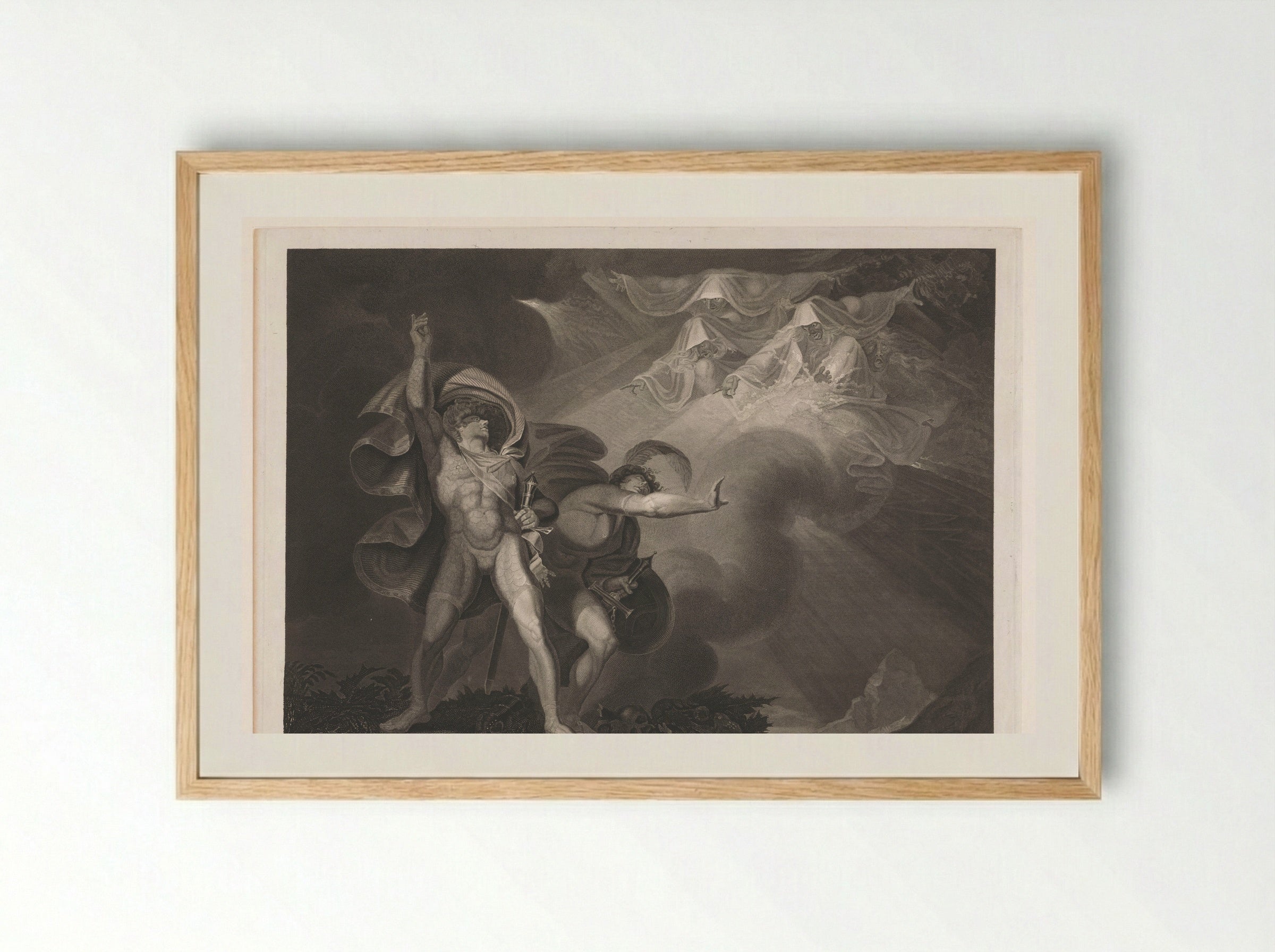 The Three Witches Appearing to Macbeth and Banquo - Thomas Trotter - Framed Print Wood