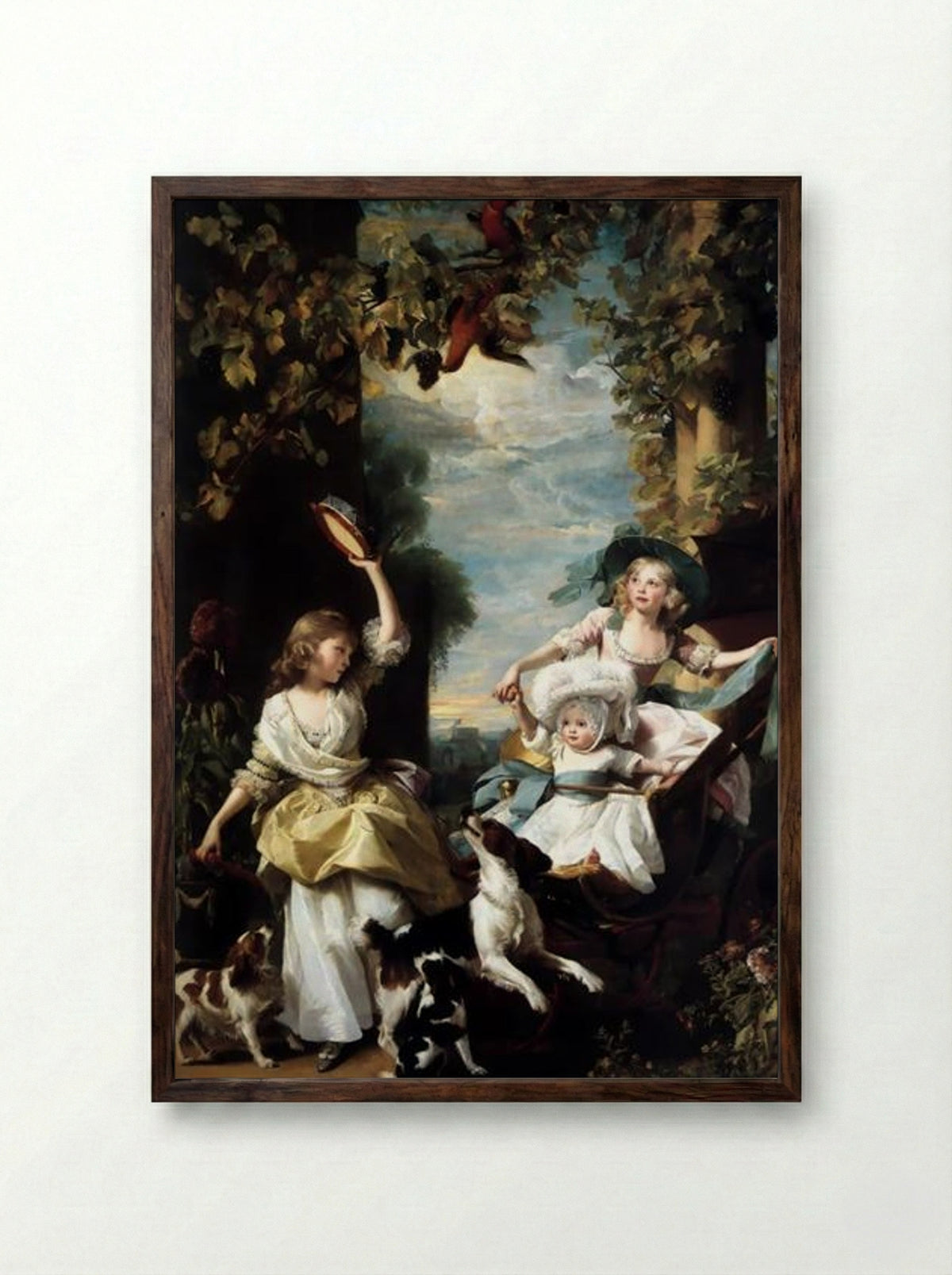 The Three Youngest Daughters of George III - John Singleton Copley - Framed Print Dark Wood