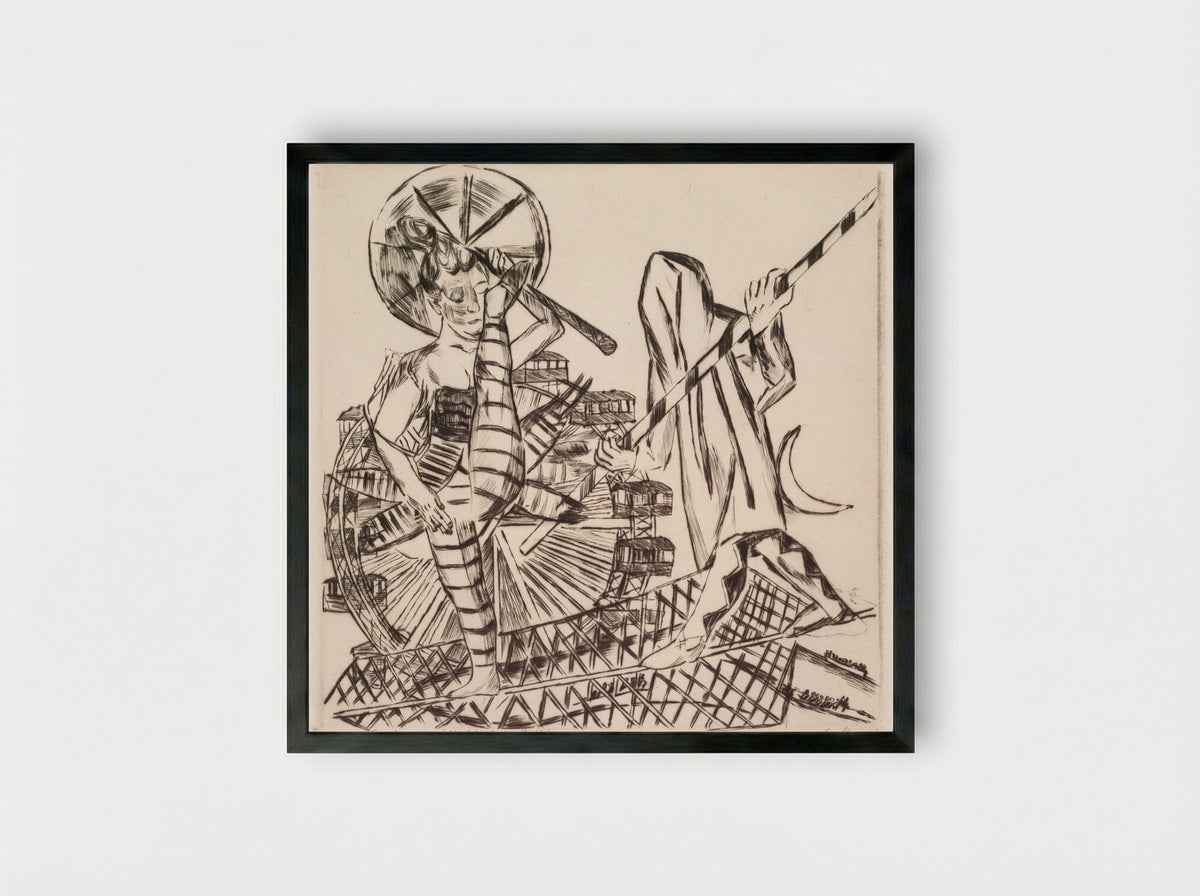 The Tightrope Walkers - Max Beckmann - Framed Print Black