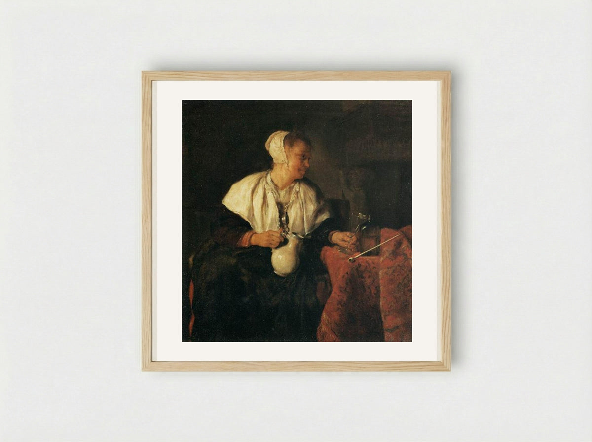 The Tippler (The Wine Drinker) - Gabriel Metsu - Framed Print Wood