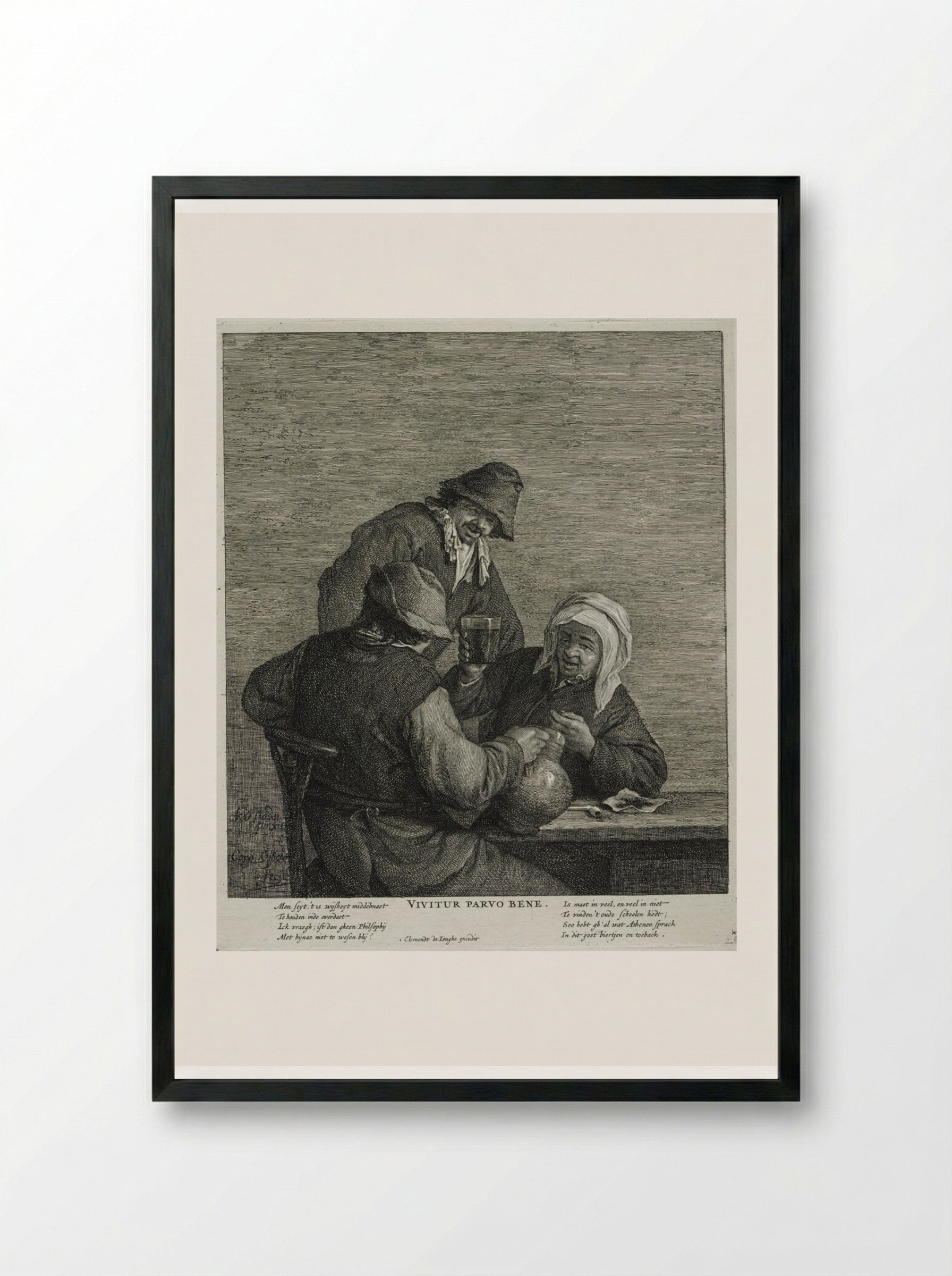 The Topers - Cornelis Visscher - Framed Print Black