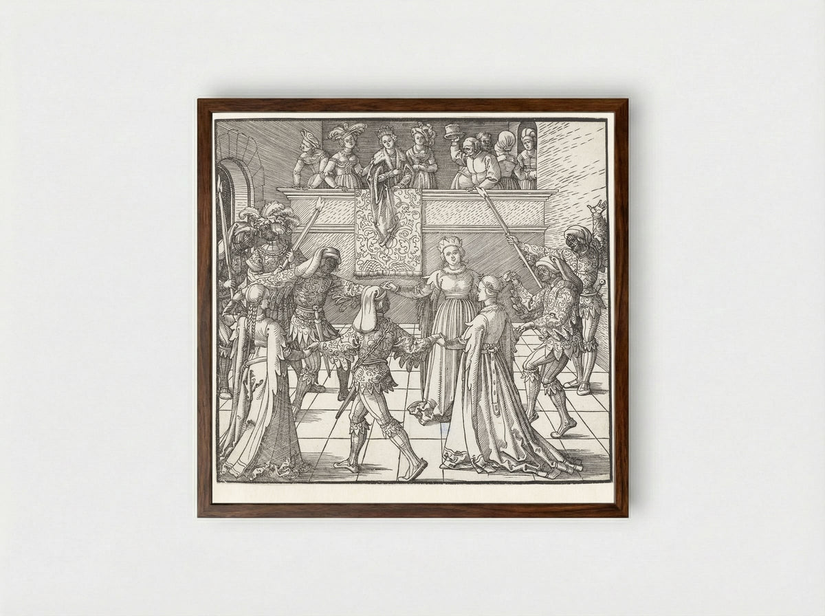 The Torchlight Dance (Fakkeldans) - Albrecht Dürer - Framed Print Dark Wood