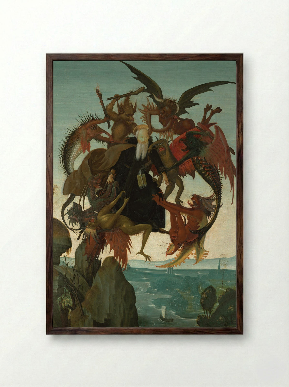 The Torment of Saint Anthony - Michelangelo Buonarroti - Framed Print Dark Wood