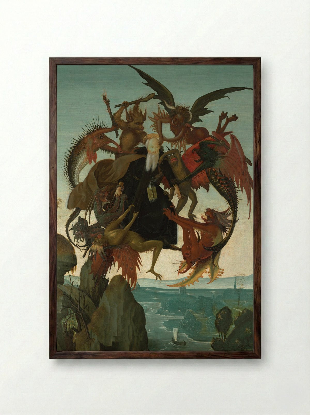 The Torment of Saint Anthony - Michelangelo Buonarroti - Framed Print Dark Wood