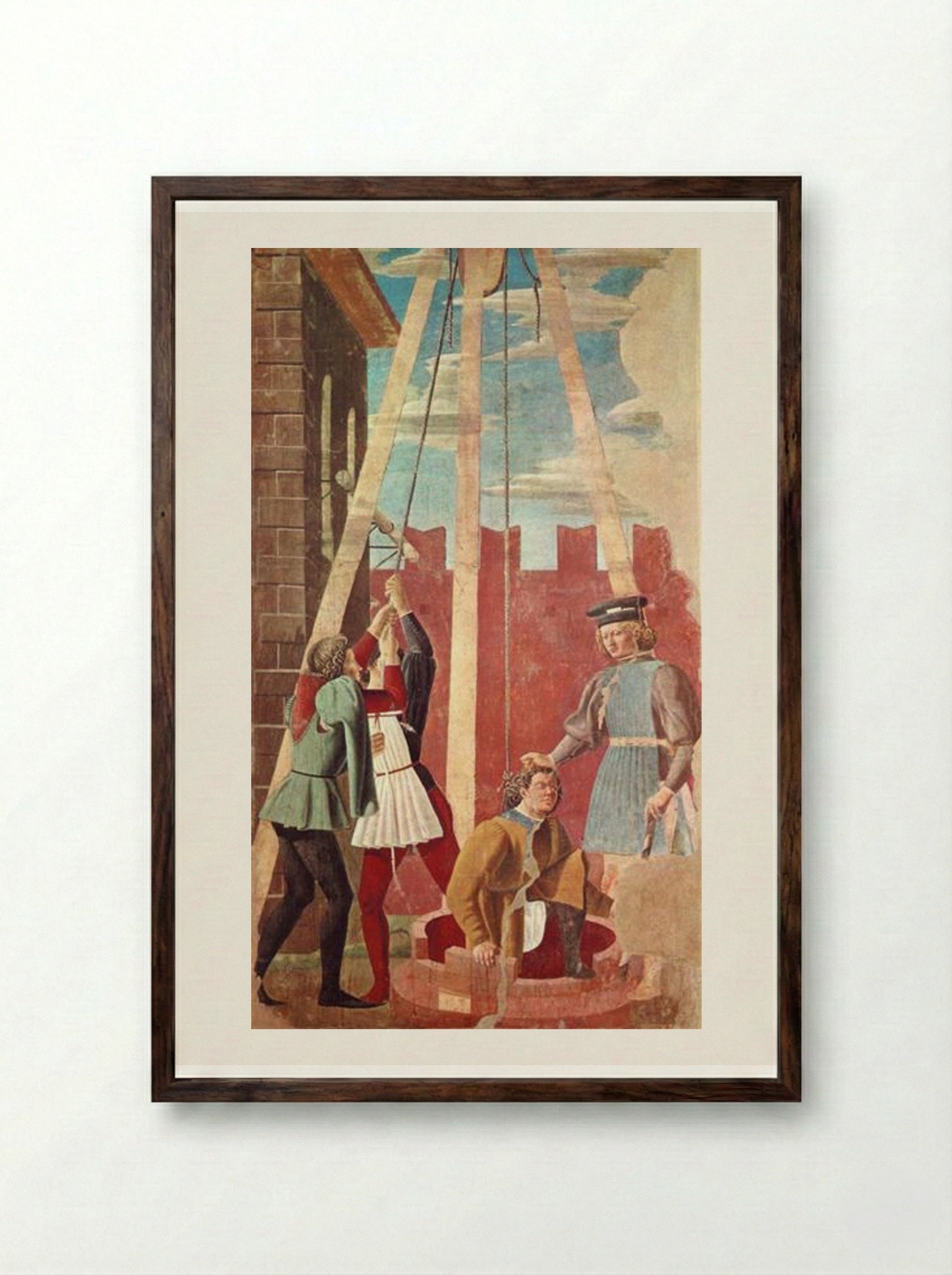 The Torture of the Jew - Piero della Francesca - Framed Print Dark Wood
