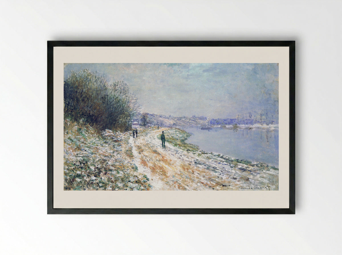 The Tow Path at Argenteuil, Winter - Claude Monet - Framed Print Black