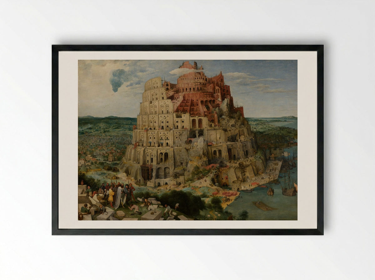 The Tower of Babel - Pieter Bruegel the Elder - Framed Print Black