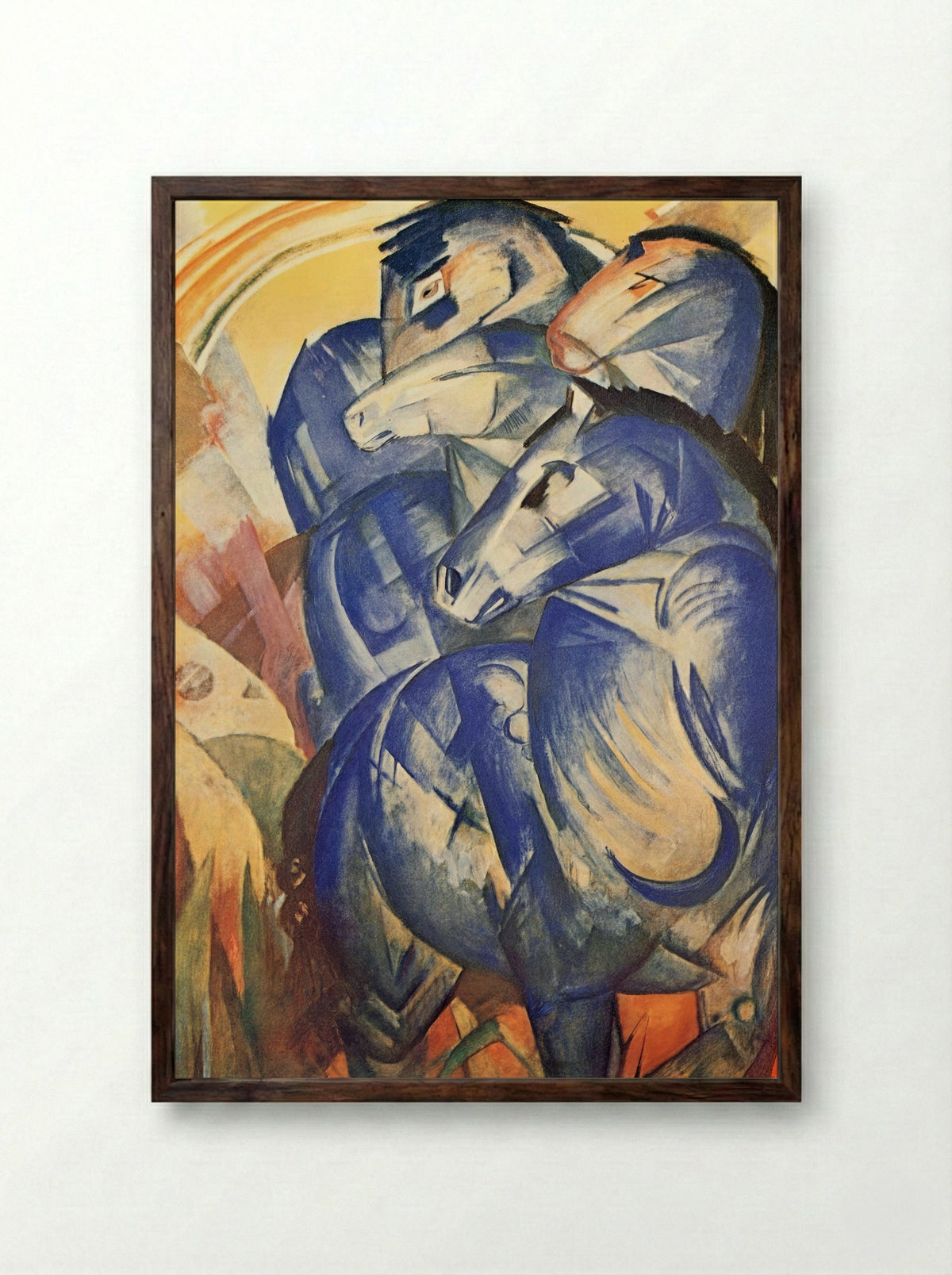 The Tower of Blue Horses - Franz Marc - Framed Print Dark Wood
