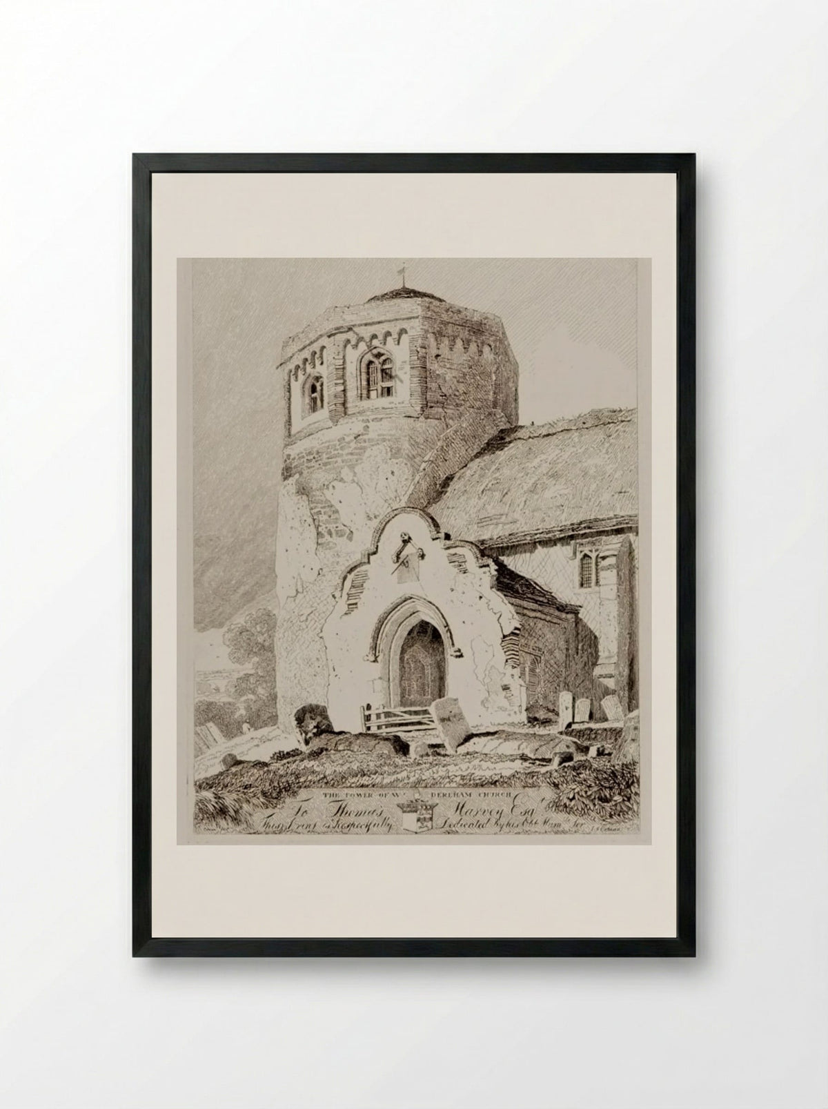 The Tower of West Dereham Church - John Sell Cotman - Framed Print Black