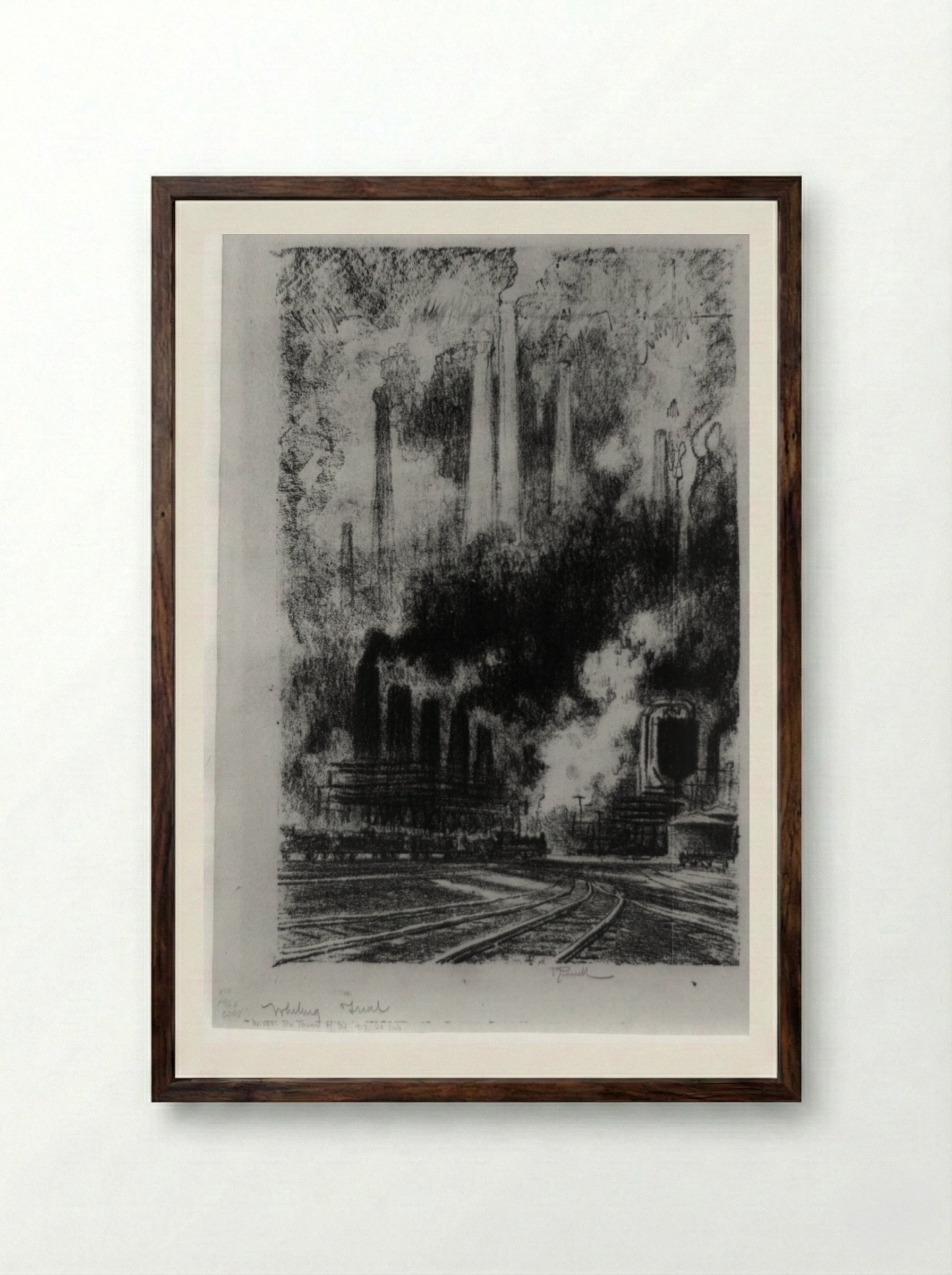 The Towers of Oil - Joseph Pennell - Framed Print Dark Wood