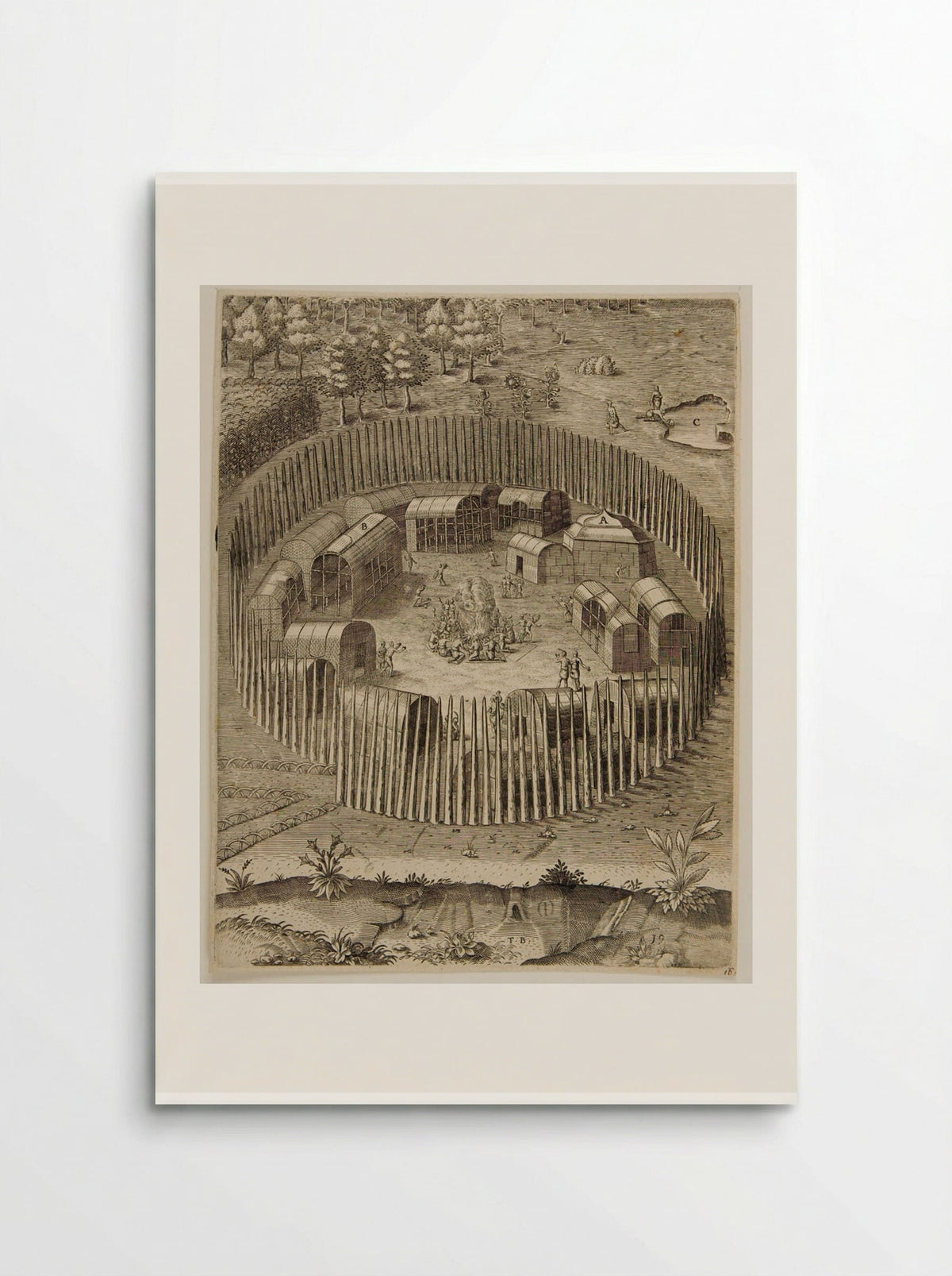 The Town of Pomeiooc - Theodor de Bry - Poster