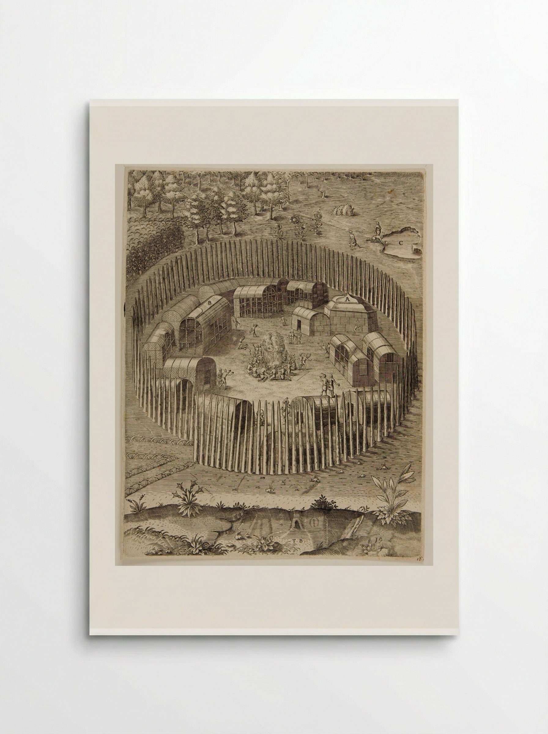 The Town of Pomeiooc - Theodor de Bry - Poster