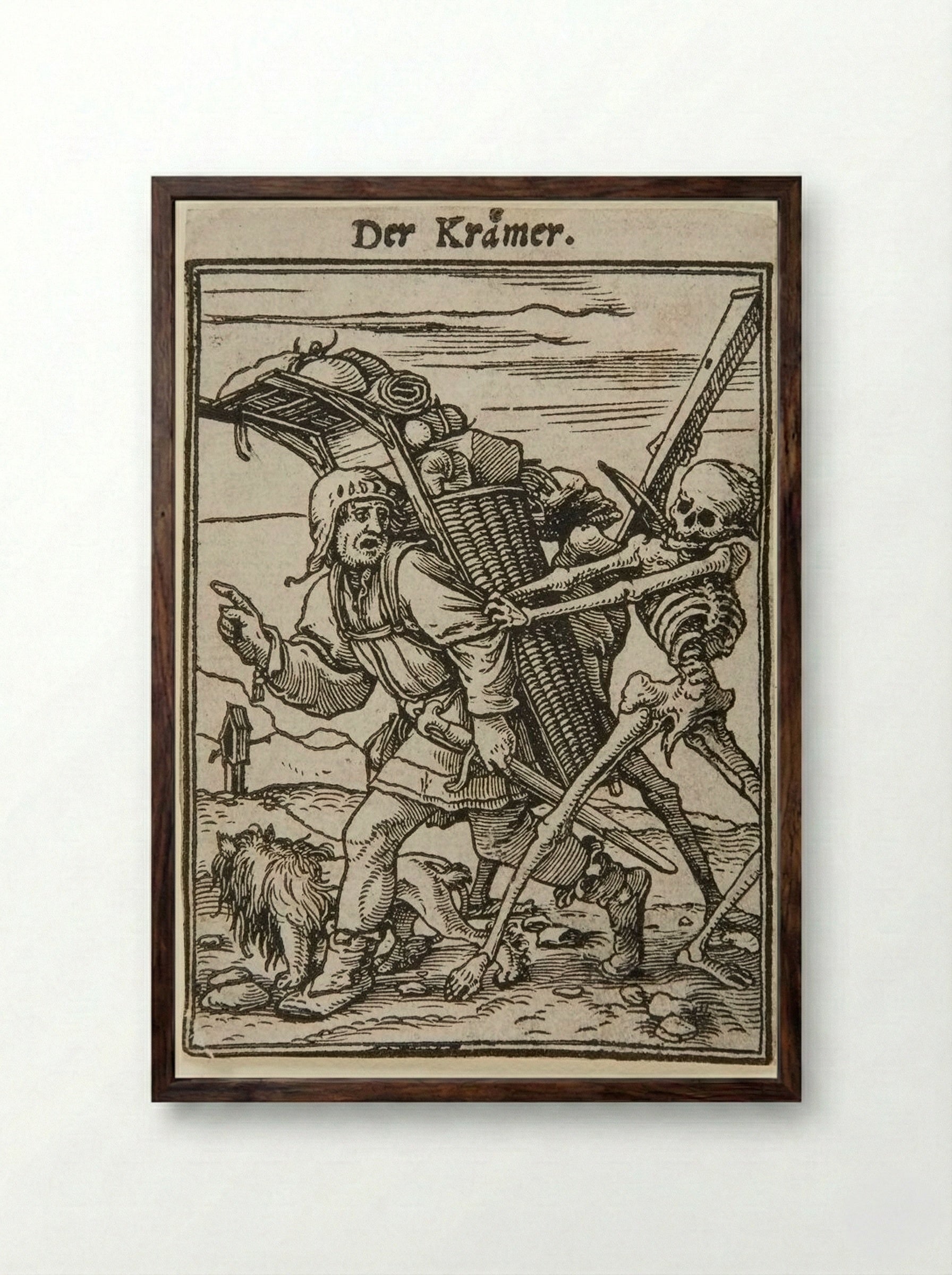 The Trader - Hans Holbein the Younger - Framed Print Dark Wood