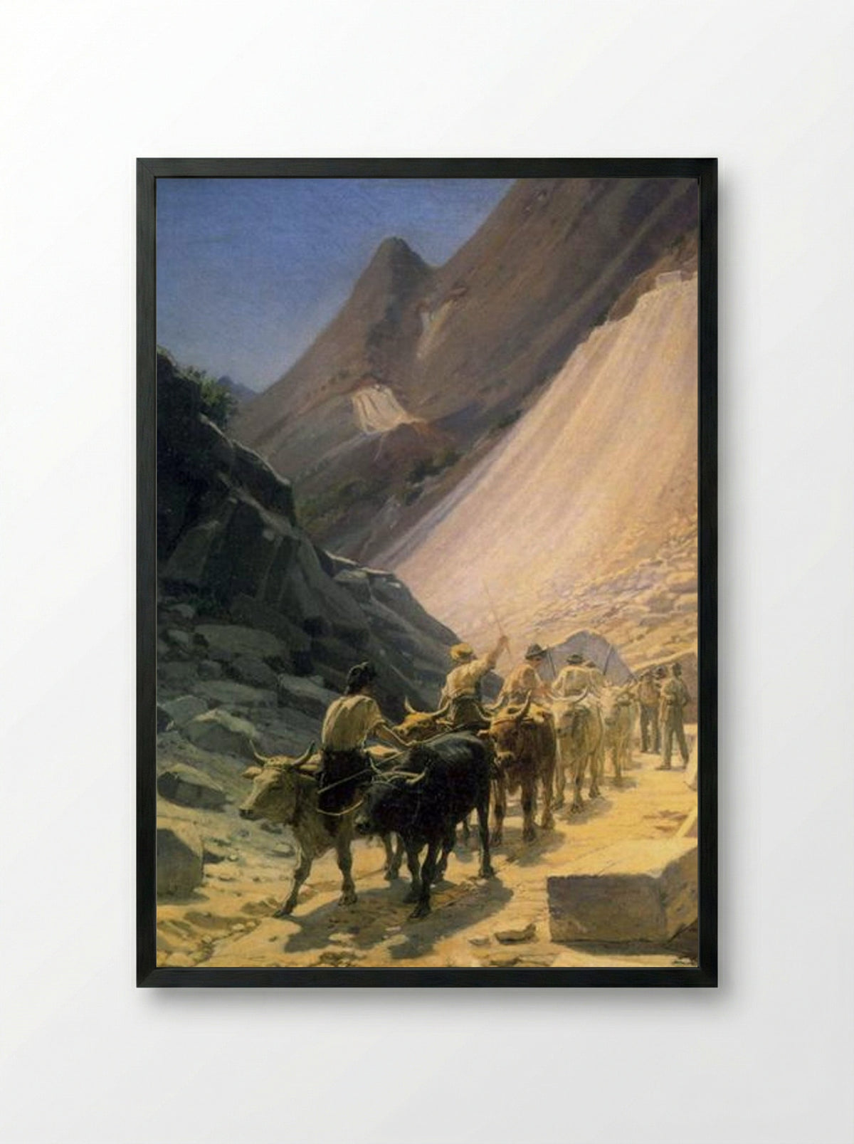 The Transportation of Marble at Carrara - Nikolai Ge - Framed Print Black