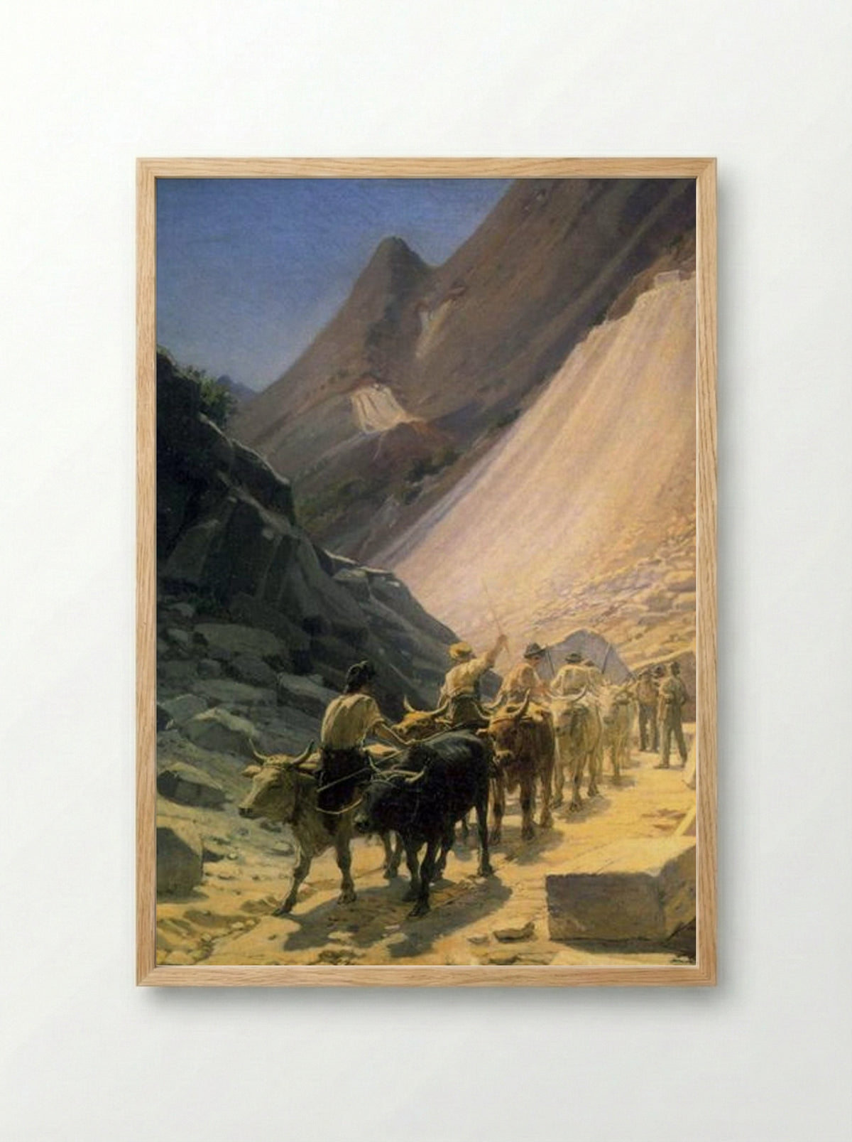 The Transportation of Marble at Carrara - Nikolai Ge - Framed Print Wood