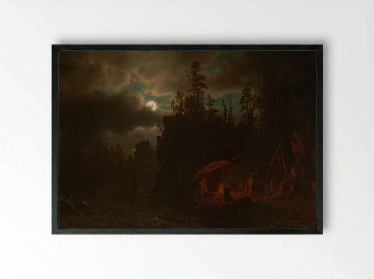 The Trapper's Camp - Albert Bierstadt - Framed Print Black