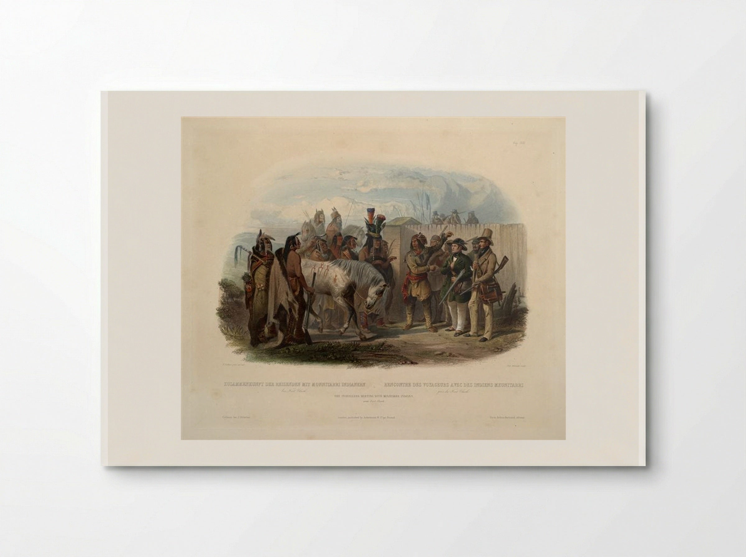 The Travellers Meeting with Minatarre Indians near Fort Clark - Karl Bodmer - Poster