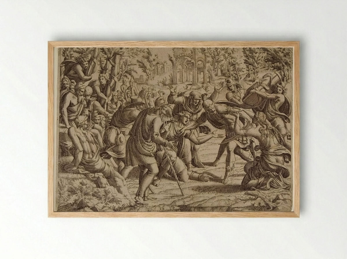 The Treacherous Simon Brought into the Trojan's Camp by the Shepherds - Jean Mignon - Framed Print Wood